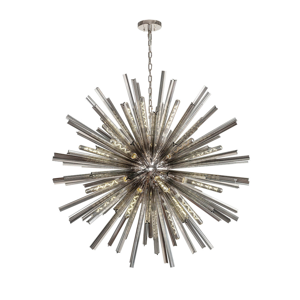 NL85229 Clover 32 Light Round Pendant Polished Nickel / Smoke Glass