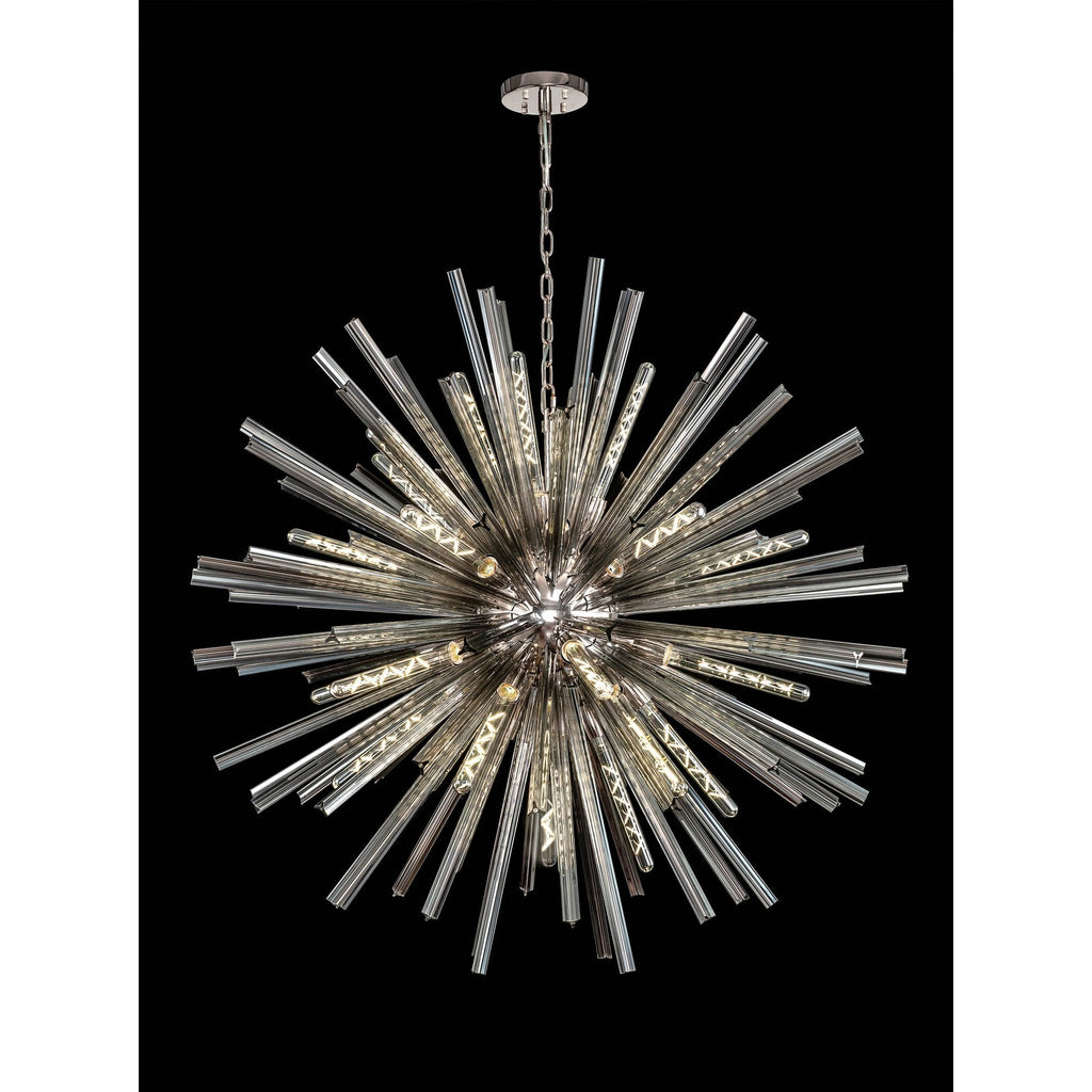 NL85229 Clover 32 Light Round Pendant Polished Nickel / Smoke Glass