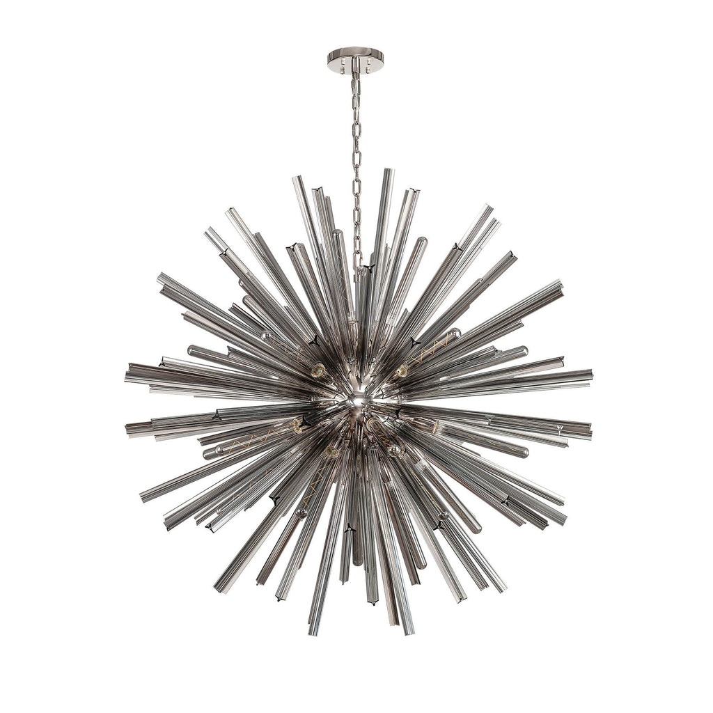 NL85229 Clover 32 Light Round Pendant Polished Nickel / Smoke Glass