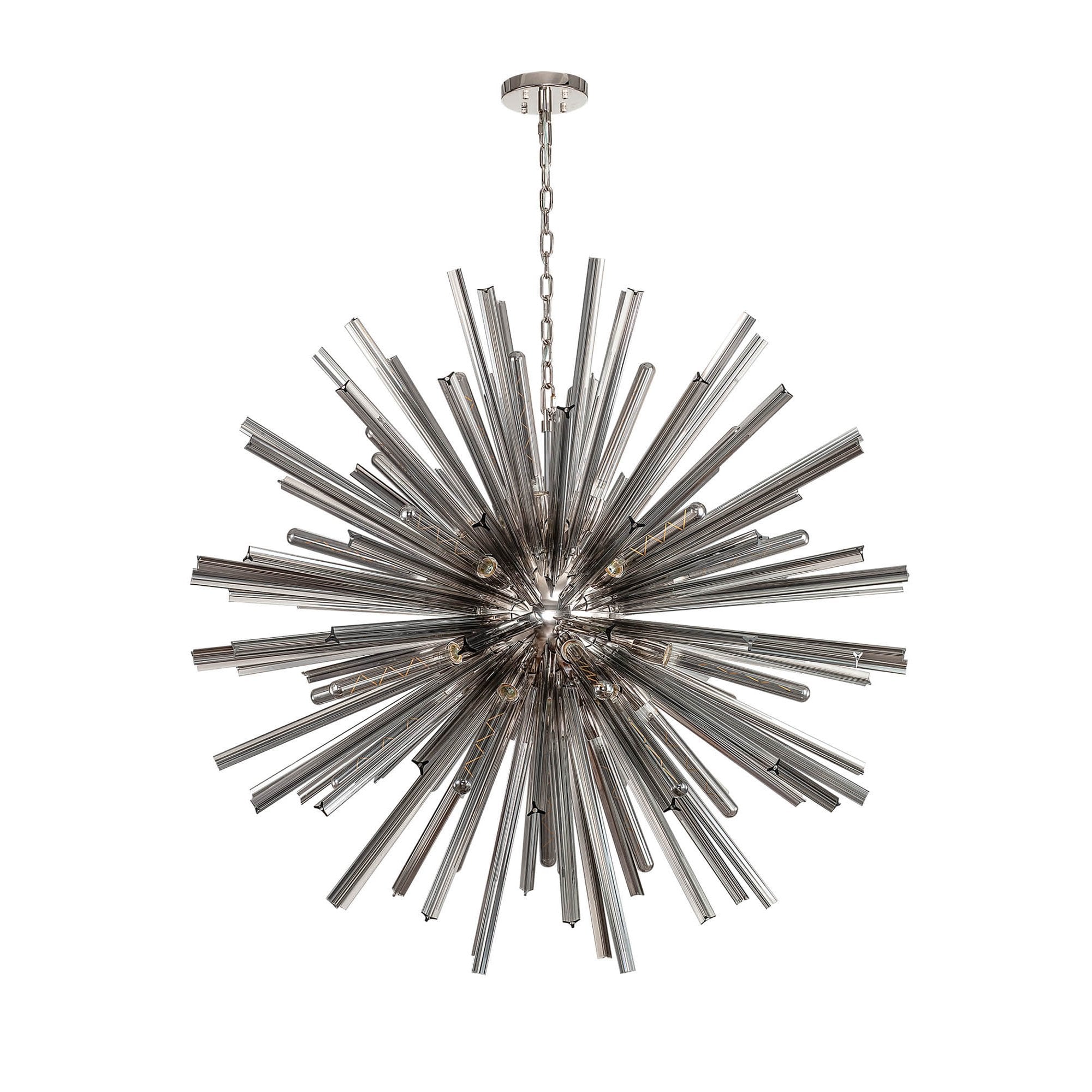 NL85229 Clover 32 Light Round Pendant Polished Nickel / Smoke Glass
