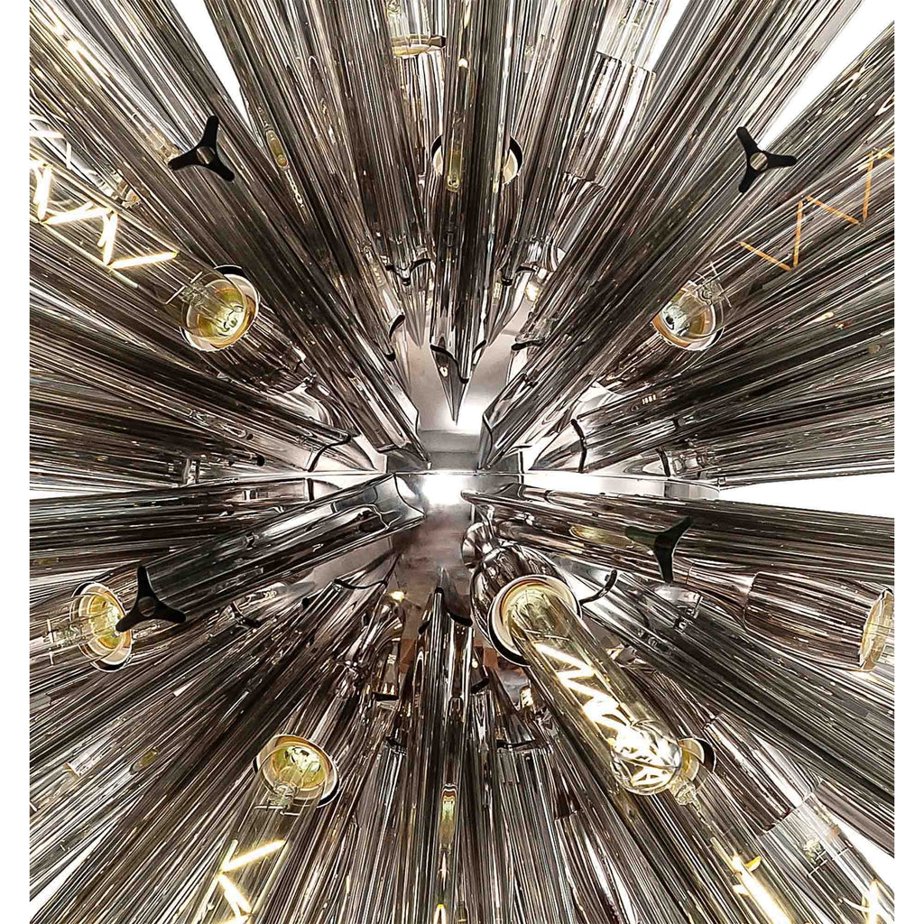 NL85229 Clover 32 Light Round Pendant Polished Nickel / Smoke Glass