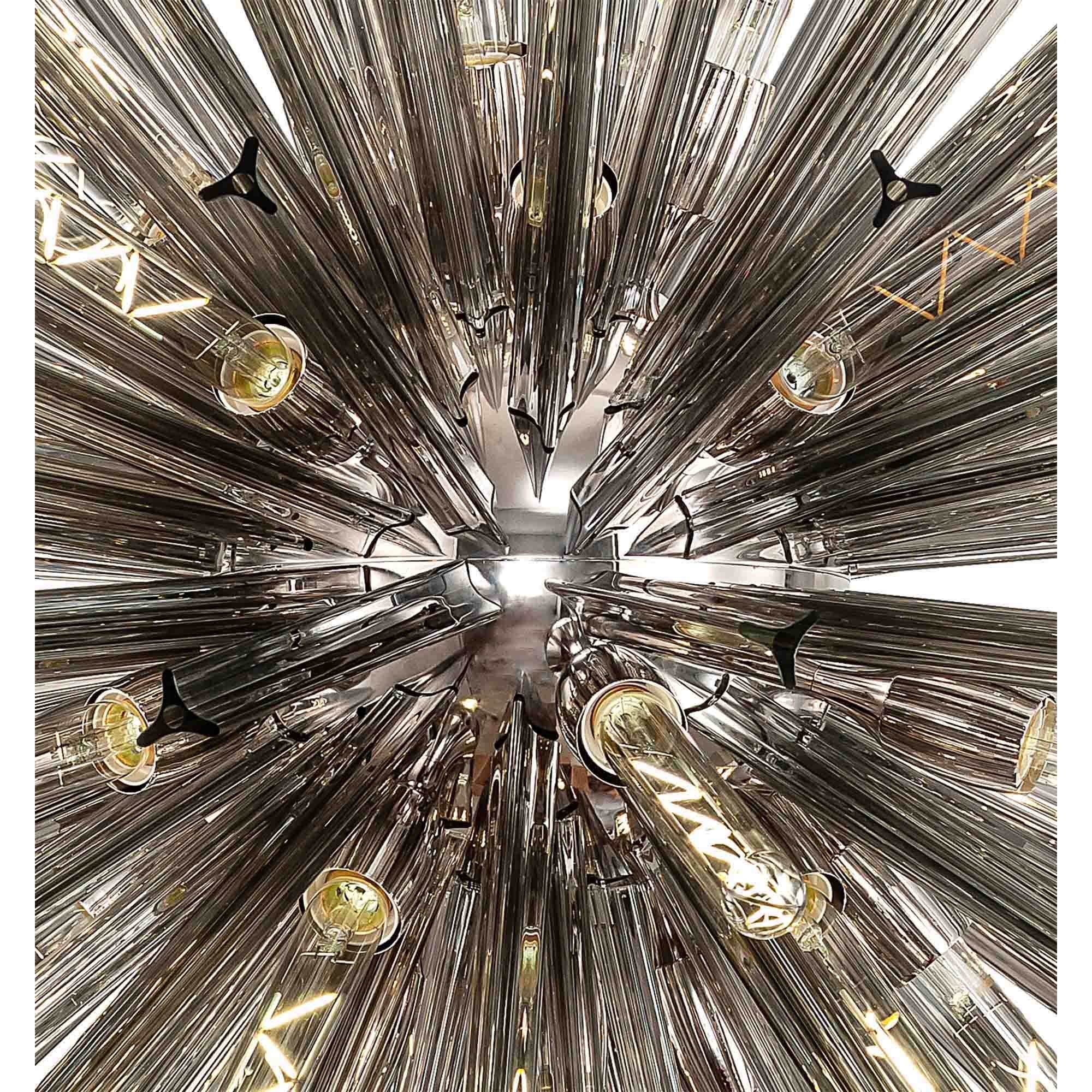 NL85229 Clover 32 Light Round Pendant Polished Nickel / Smoke Glass