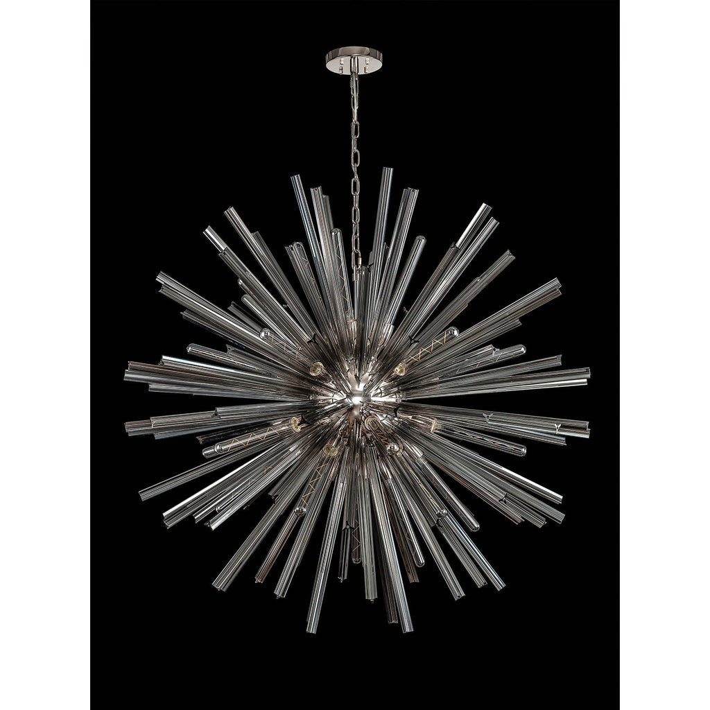 NL85229 Clover 32 Light Round Pendant Polished Nickel / Smoke Glass