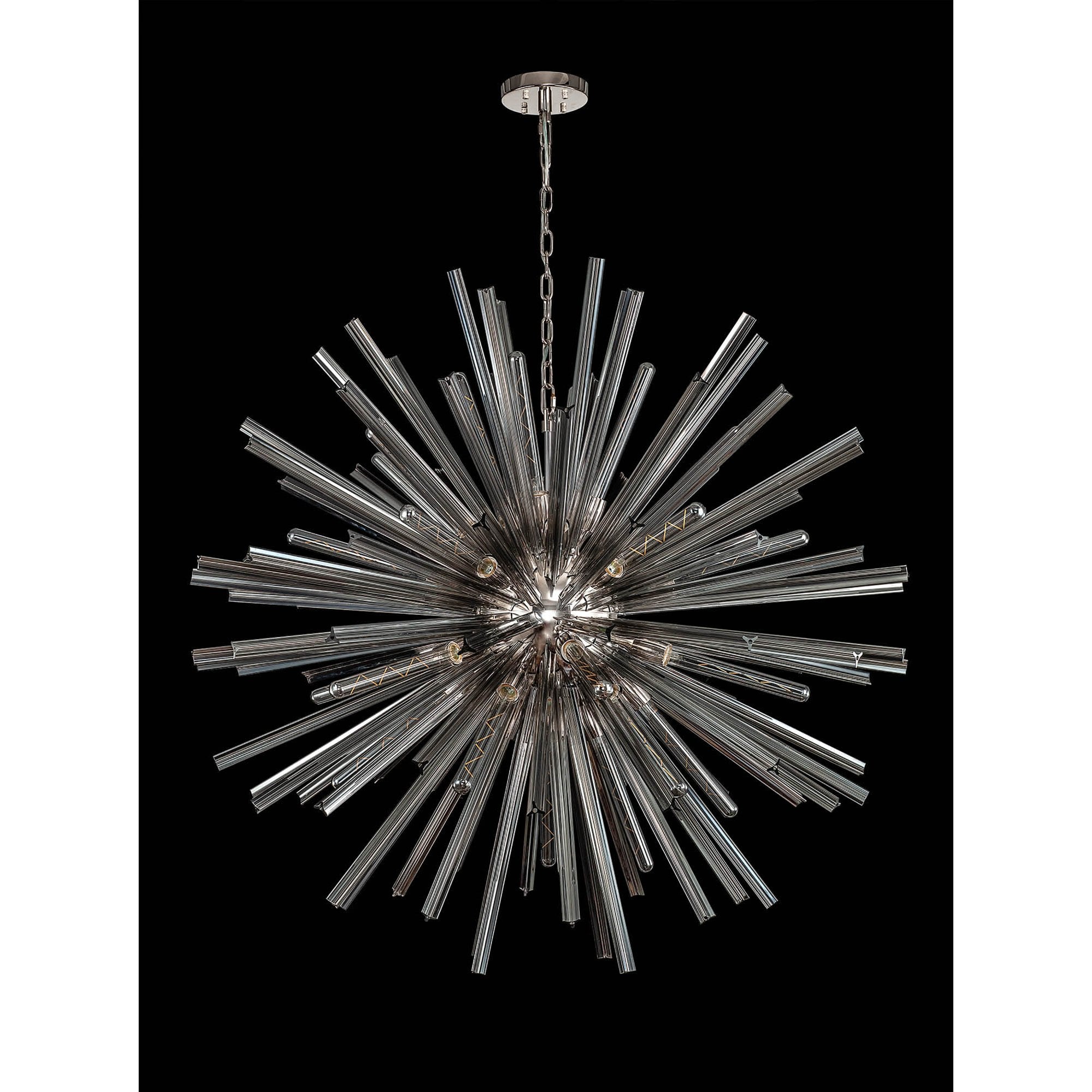 NL85229 Clover 32 Light Round Pendant Polished Nickel / Smoke Glass