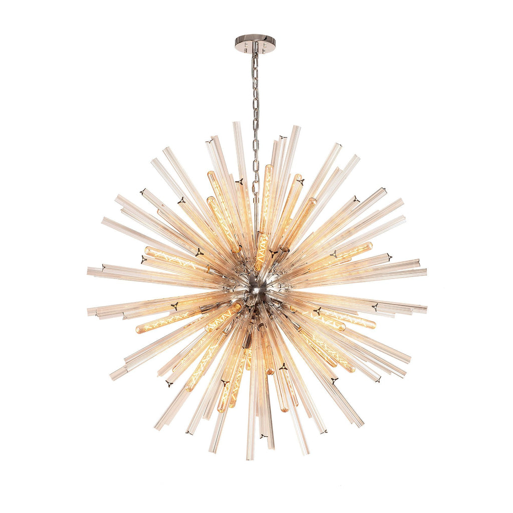 NL85239 Clover 32 Light Round Pendant Polished Nickel / Champagne Glass