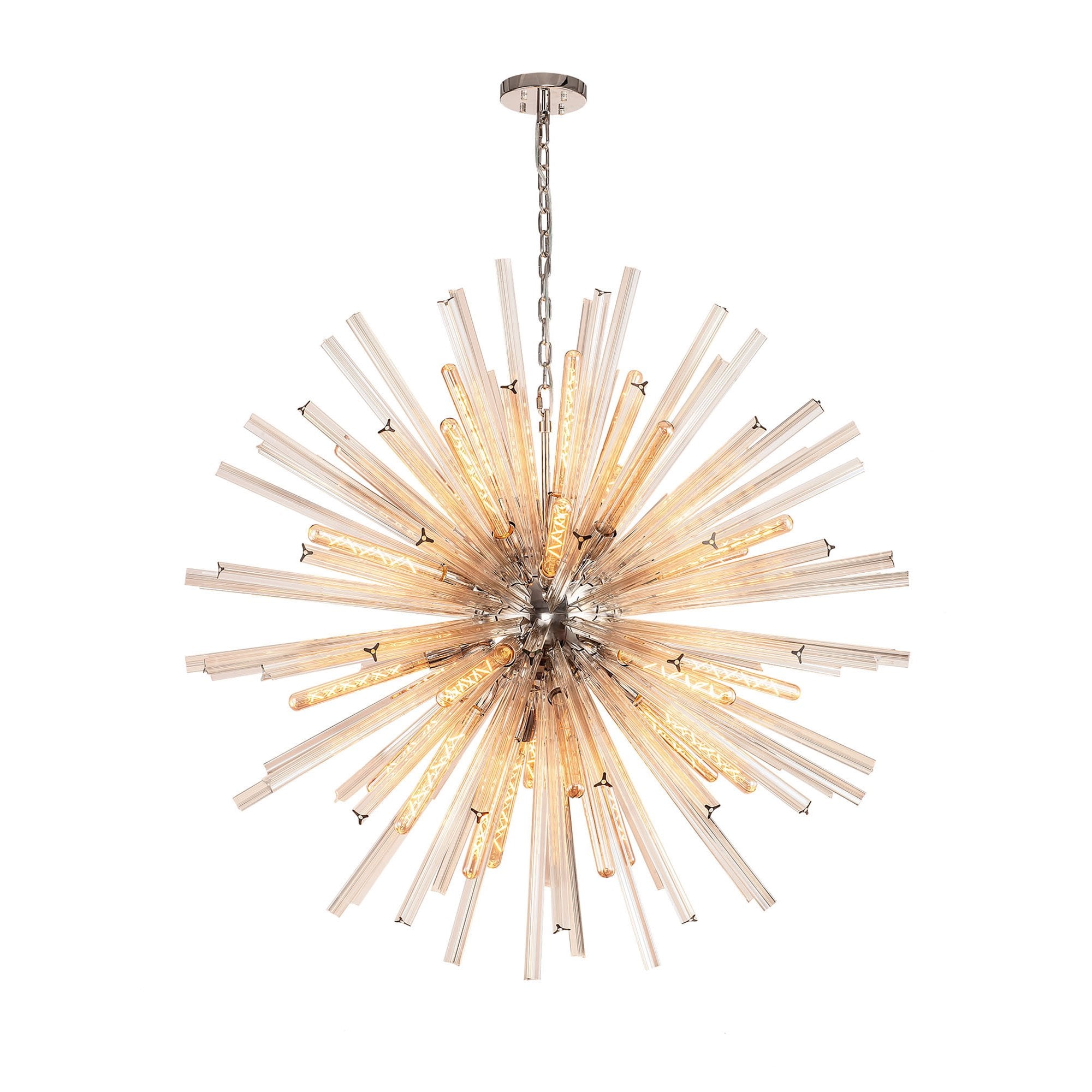NL85239 Clover 32 Light Round Pendant Polished Nickel / Champagne Glass