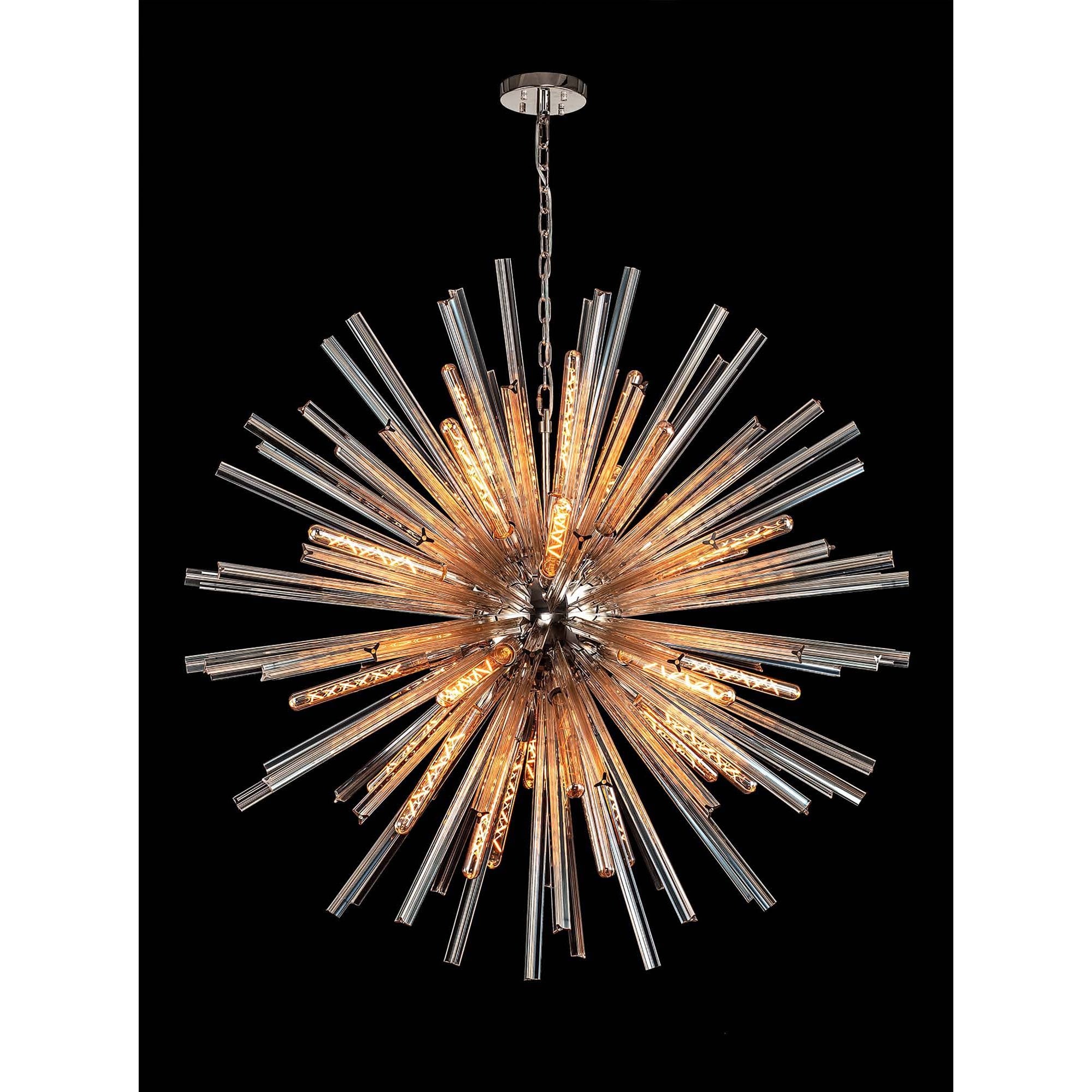 NL85239 Clover 32 Light Round Pendant Polished Nickel / Champagne Glass