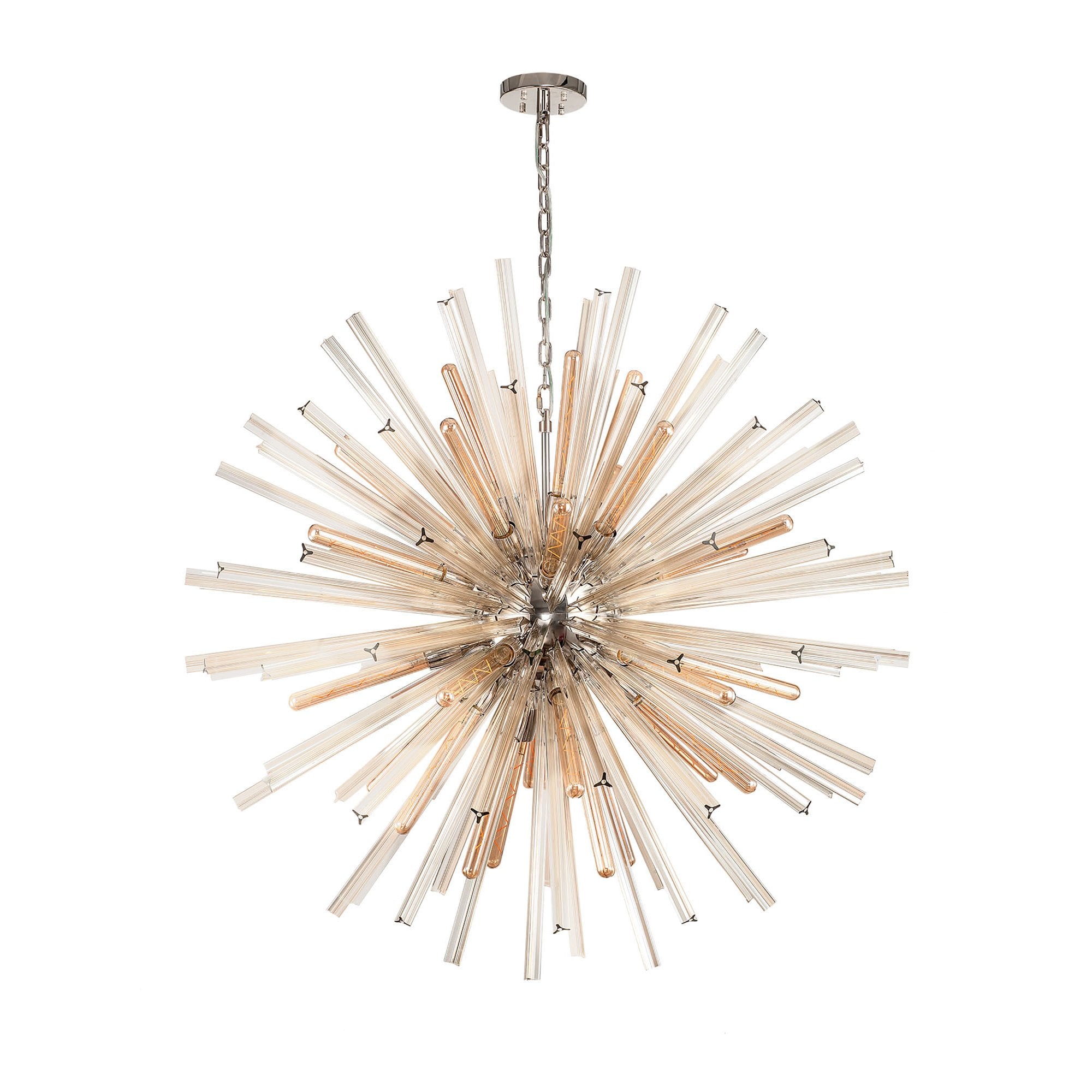 NL85239 Clover 32 Light Round Pendant Polished Nickel / Champagne Glass