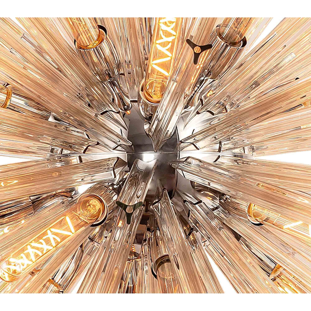 NL85239 Clover 32 Light Round Pendant Polished Nickel / Champagne Glass