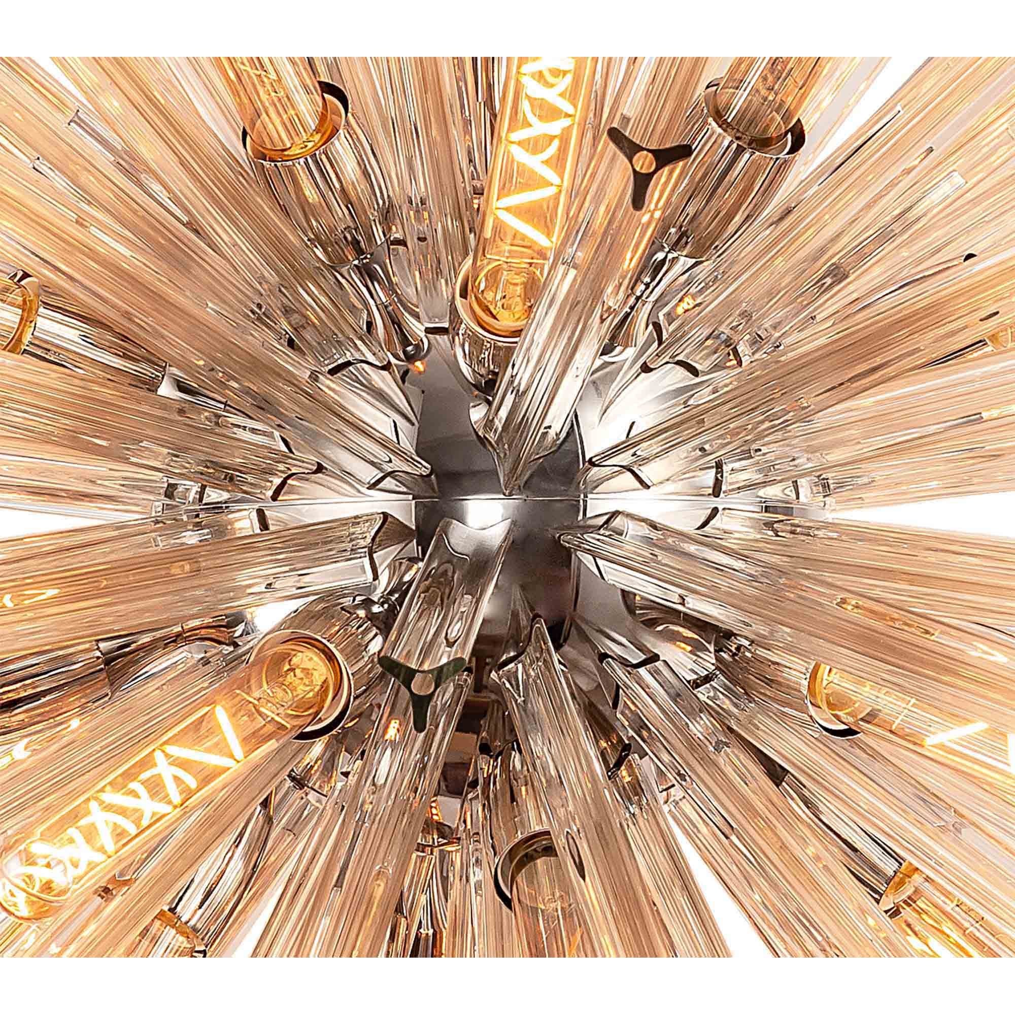 NL85239 Clover 32 Light Round Pendant Polished Nickel / Champagne Glass