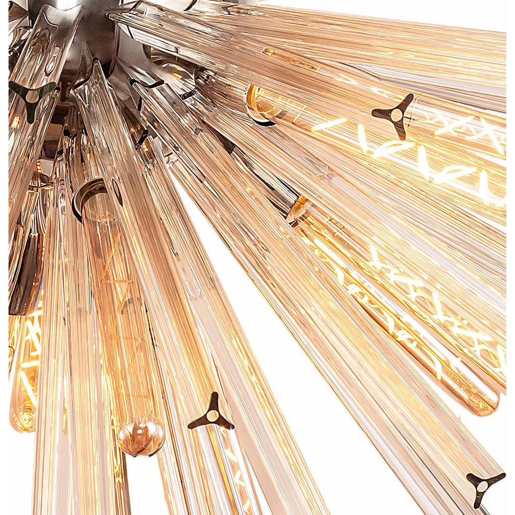 NL85239 Clover 32 Light Round Pendant Polished Nickel / Champagne Glass