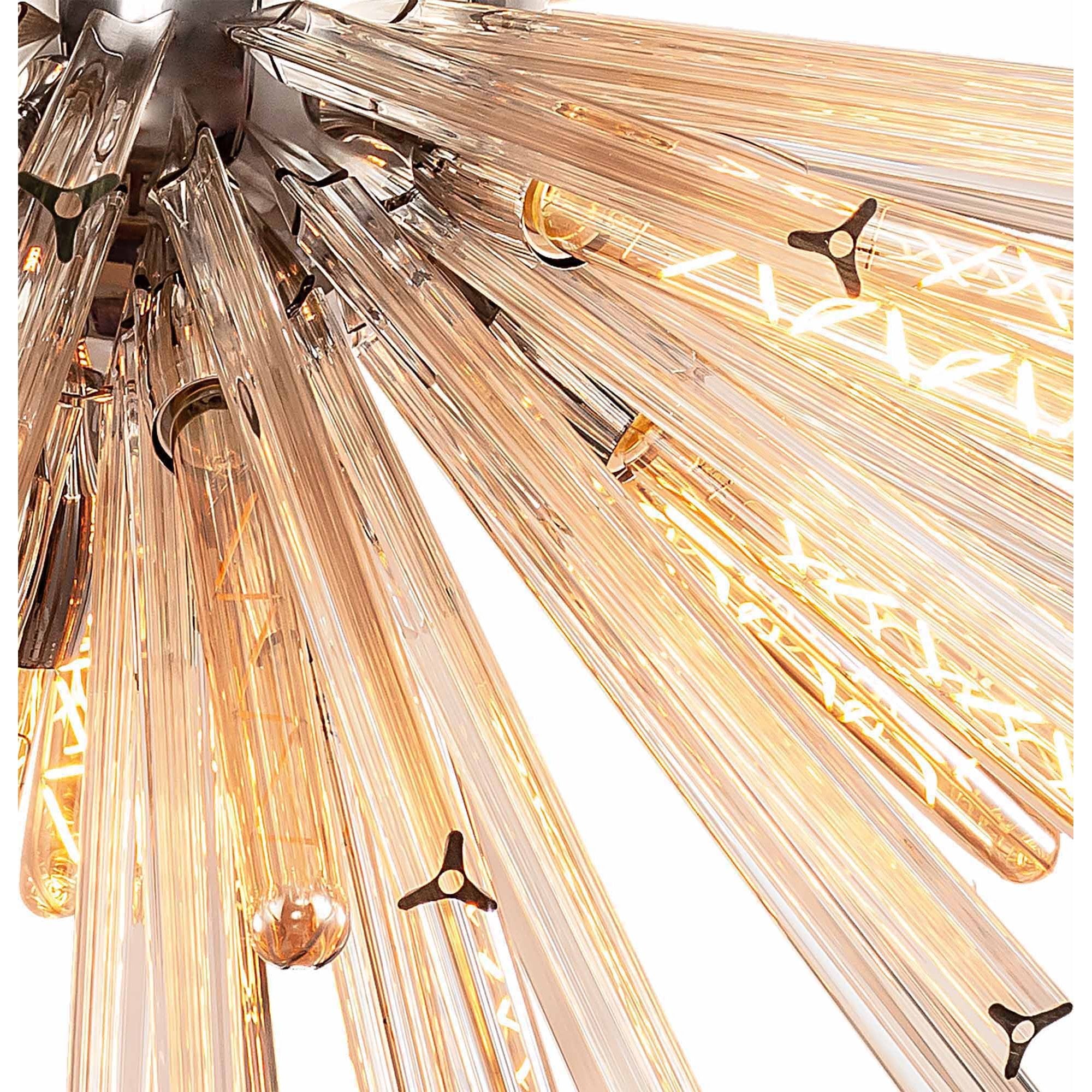 NL85239 Clover 32 Light Round Pendant Polished Nickel / Champagne Glass