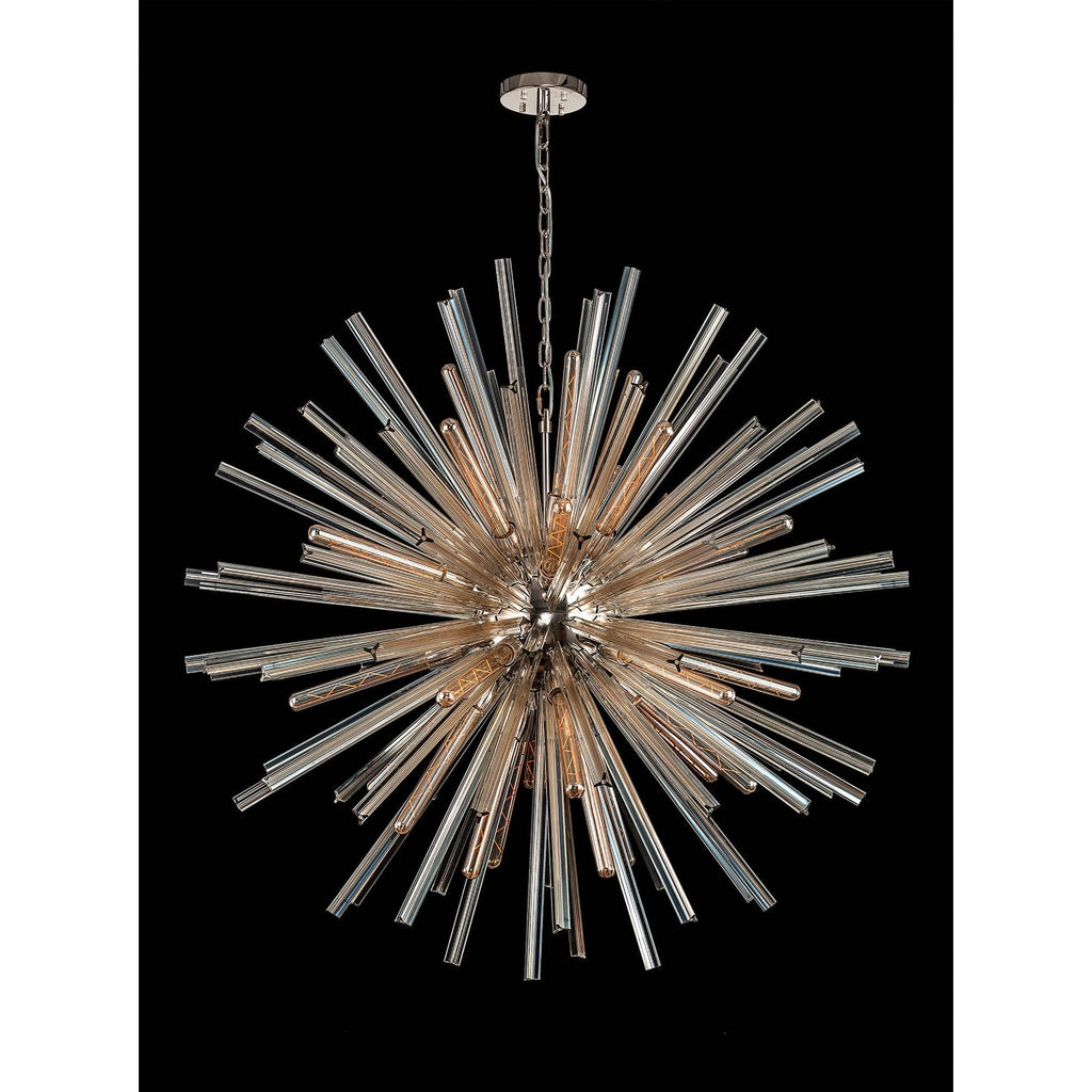 NL85239 Clover 32 Light Round Pendant Polished Nickel / Champagne Glass