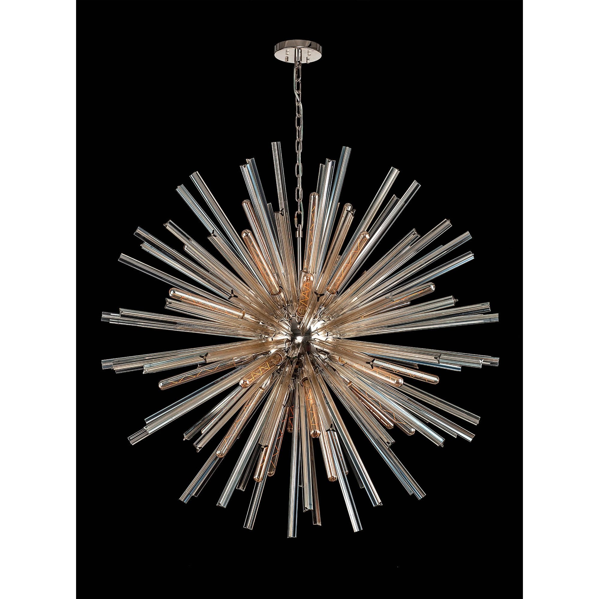 NL85239 Clover 32 Light Round Pendant Polished Nickel / Champagne Glass