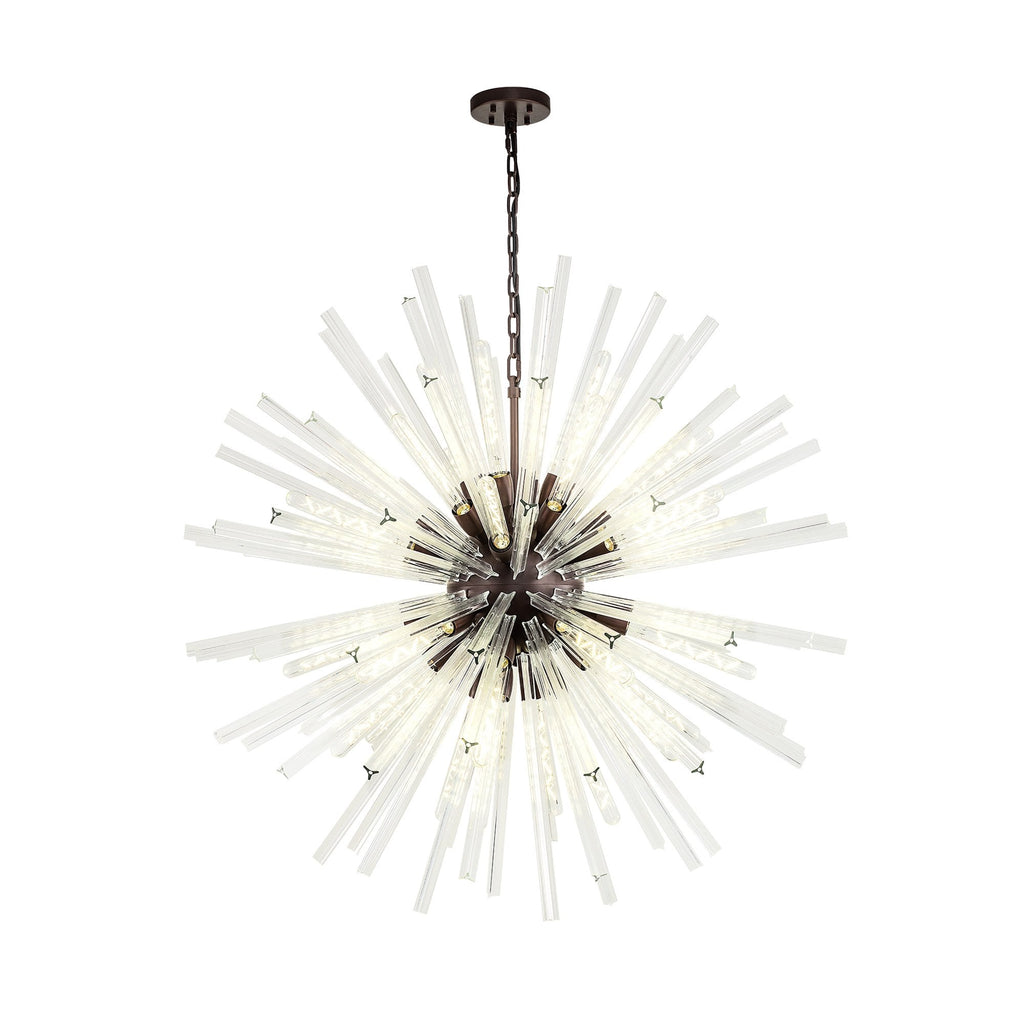 NL85249 Clover 32 Light Round Pendant Brown Oxide / Clear Glass
