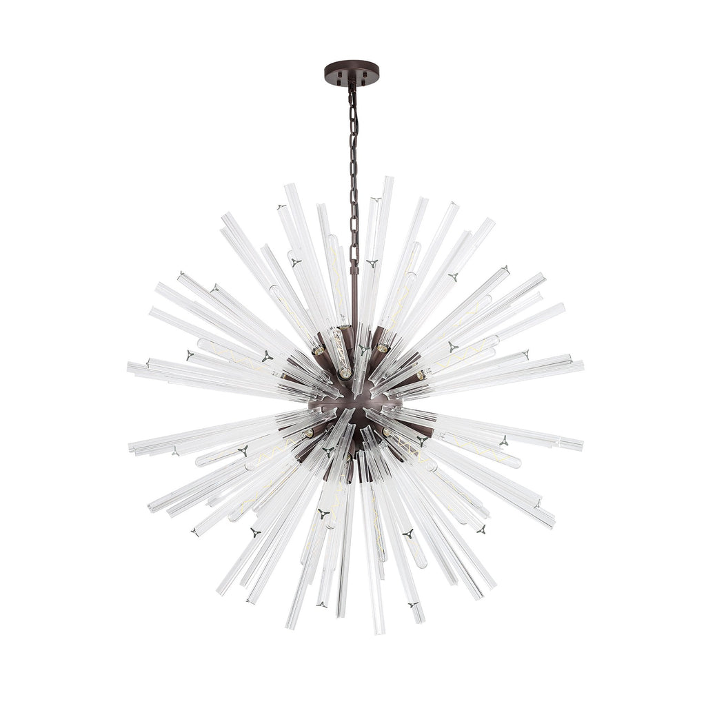 NL85249 Clover 32 Light Round Pendant Brown Oxide / Clear Glass