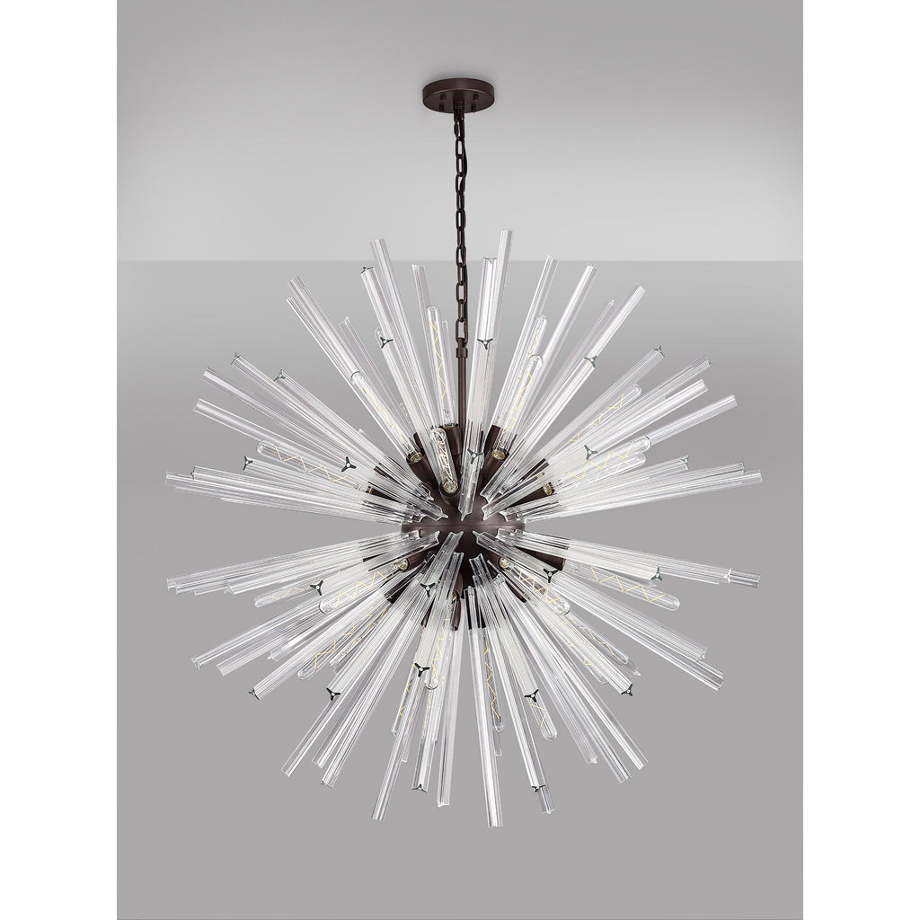 NL85249 Clover 32 Light Round Pendant Brown Oxide / Clear Glass