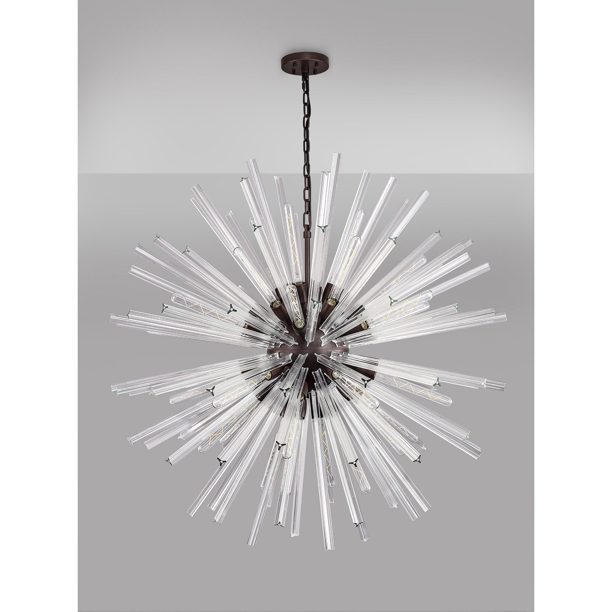 NL85249 Clover 32 Light Round Pendant Brown Oxide / Clear Glass