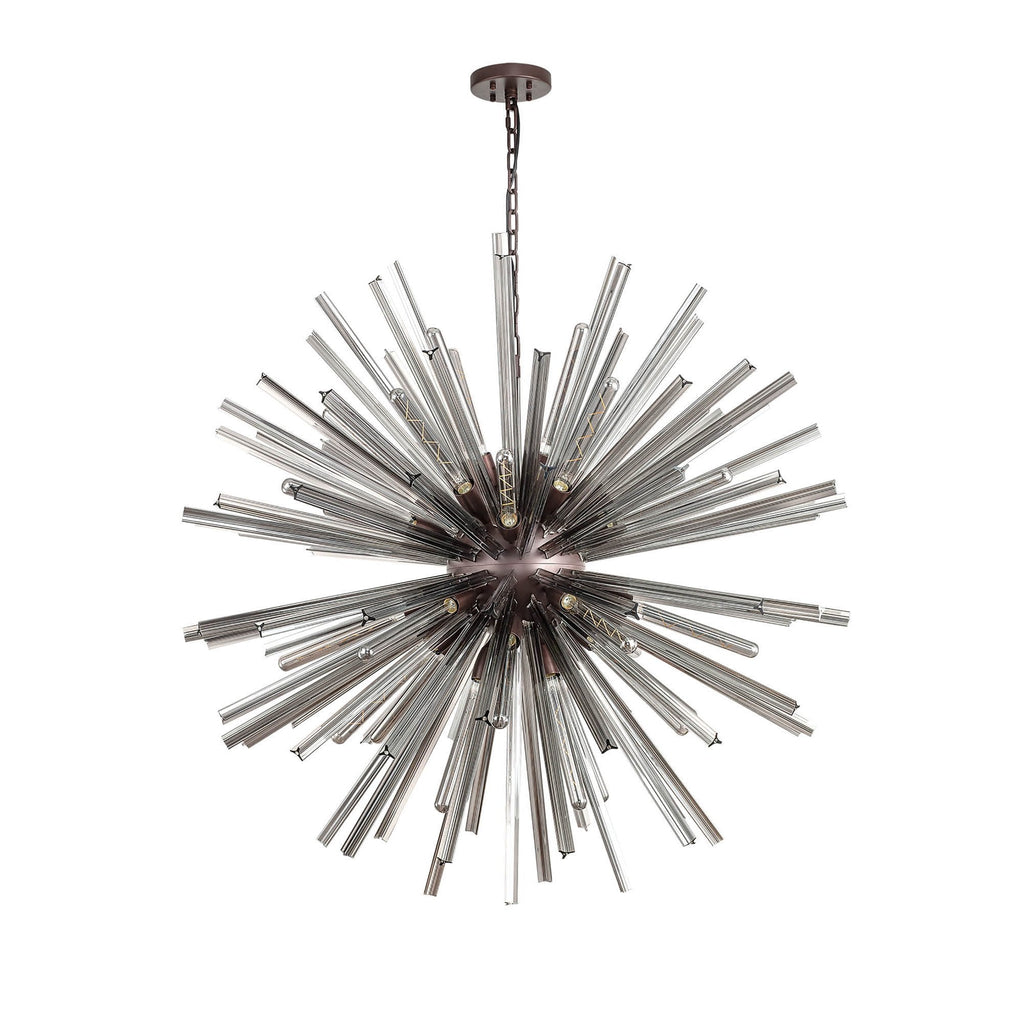 NL85259 Clover 32 Light Round Pendant Brown Oxide / Smoke Glass