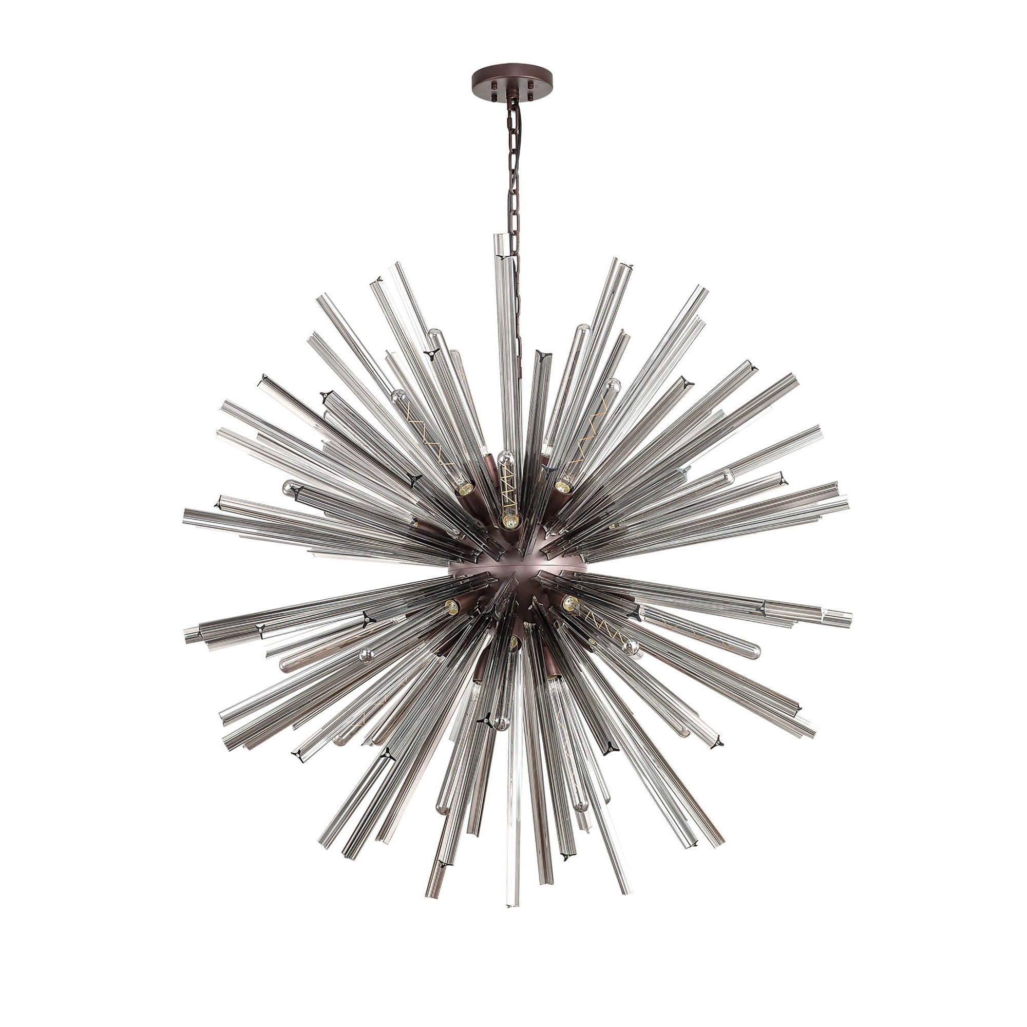 NL85259 Clover 32 Light Round Pendant Brown Oxide / Smoke Glass