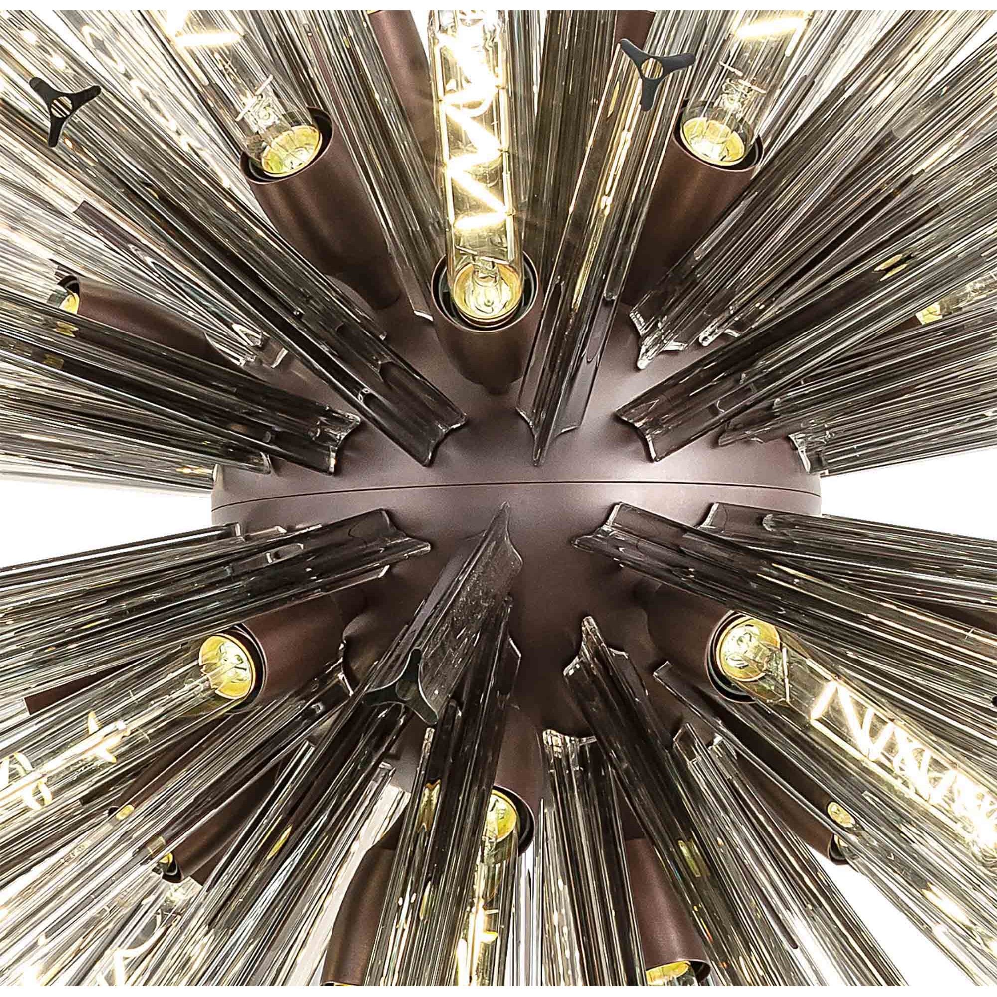 NL85259 Clover 32 Light Round Pendant Brown Oxide / Smoke Glass