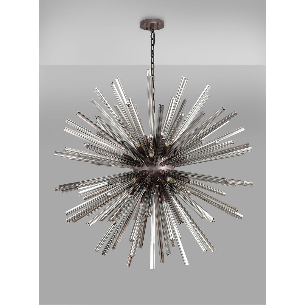NL85259 Clover 32 Light Round Pendant Brown Oxide / Smoke Glass