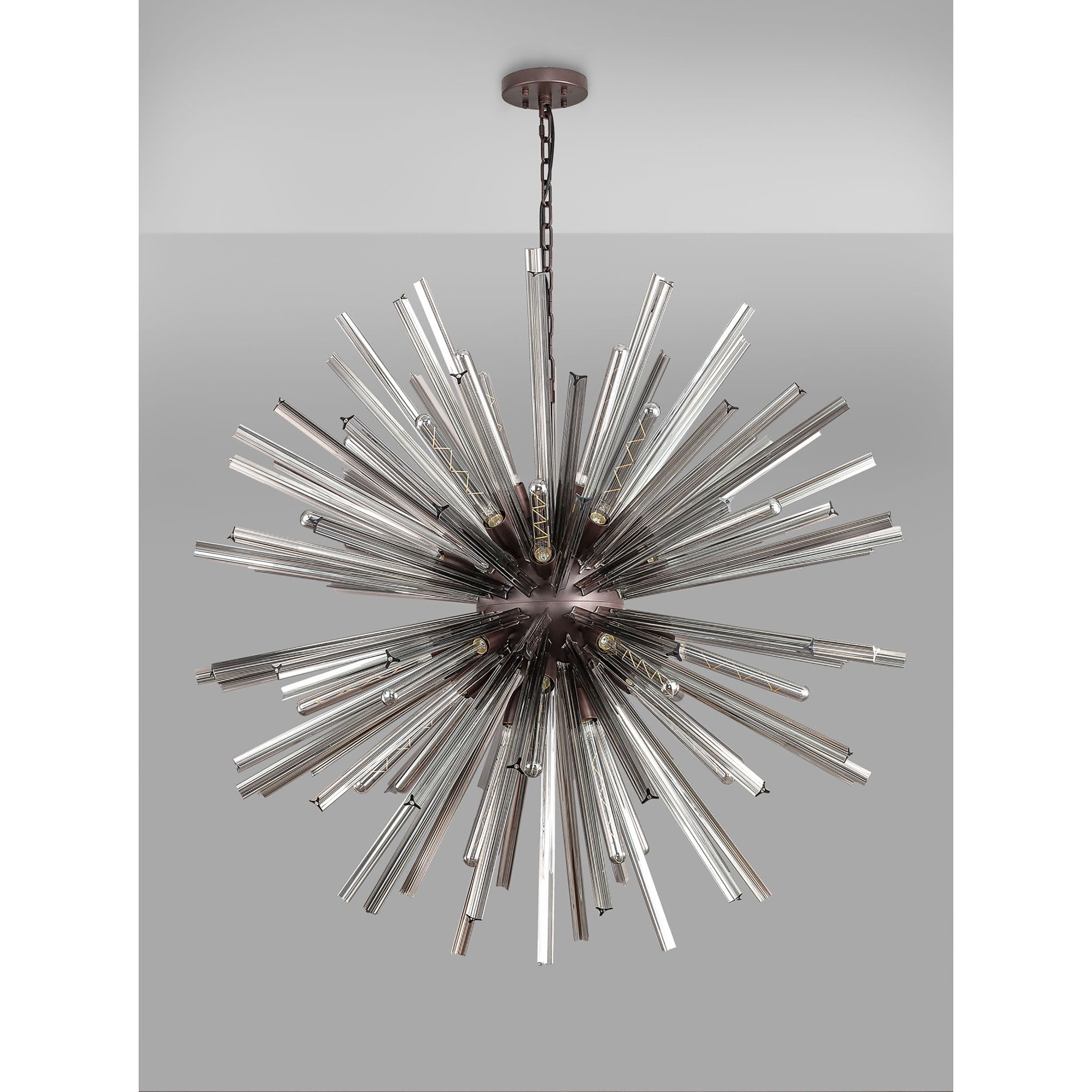 NL85259 Clover 32 Light Round Pendant Brown Oxide / Smoke Glass