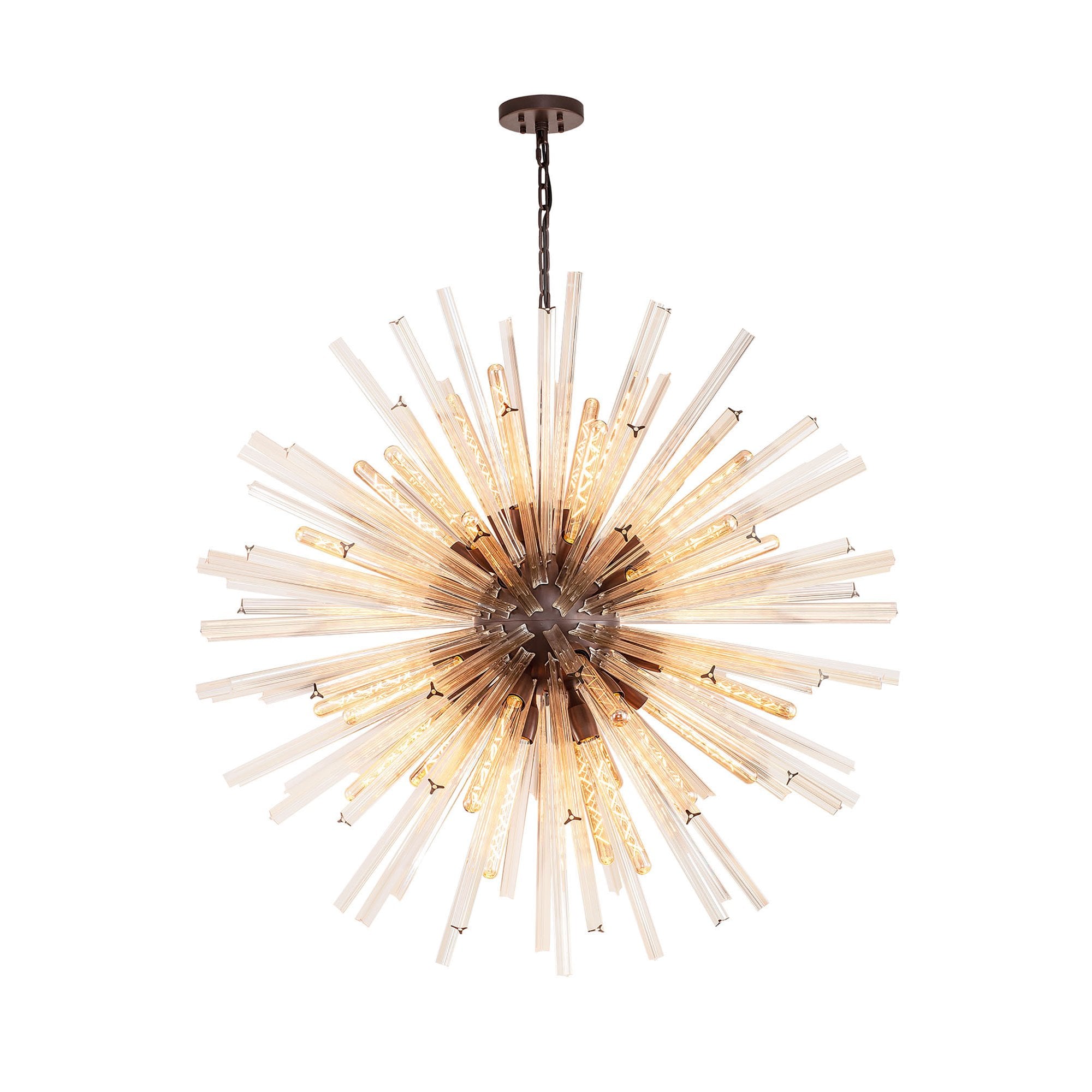 NL85269 Clover 32 Light Round Pendant Brown Oxide / Champagne Glass