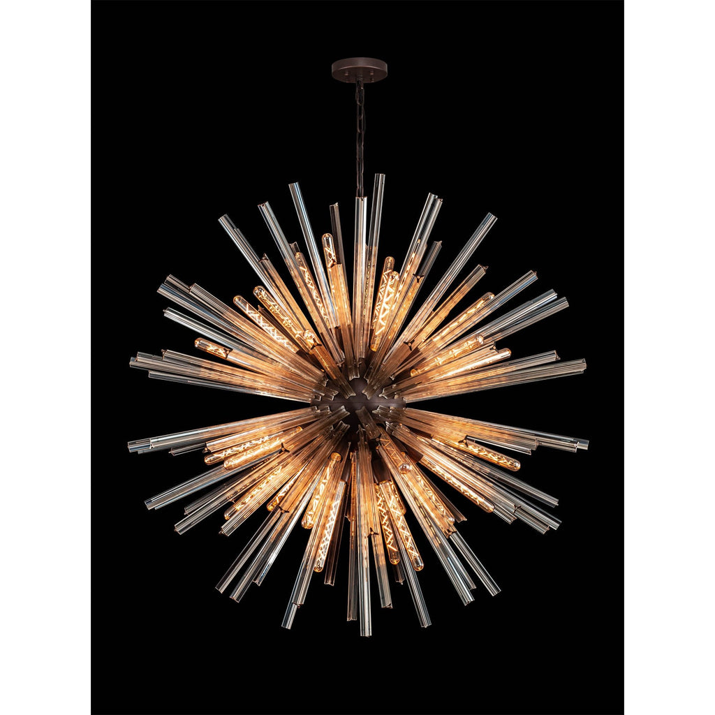 NL85269 Clover 32 Light Round Pendant Brown Oxide / Champagne Glass