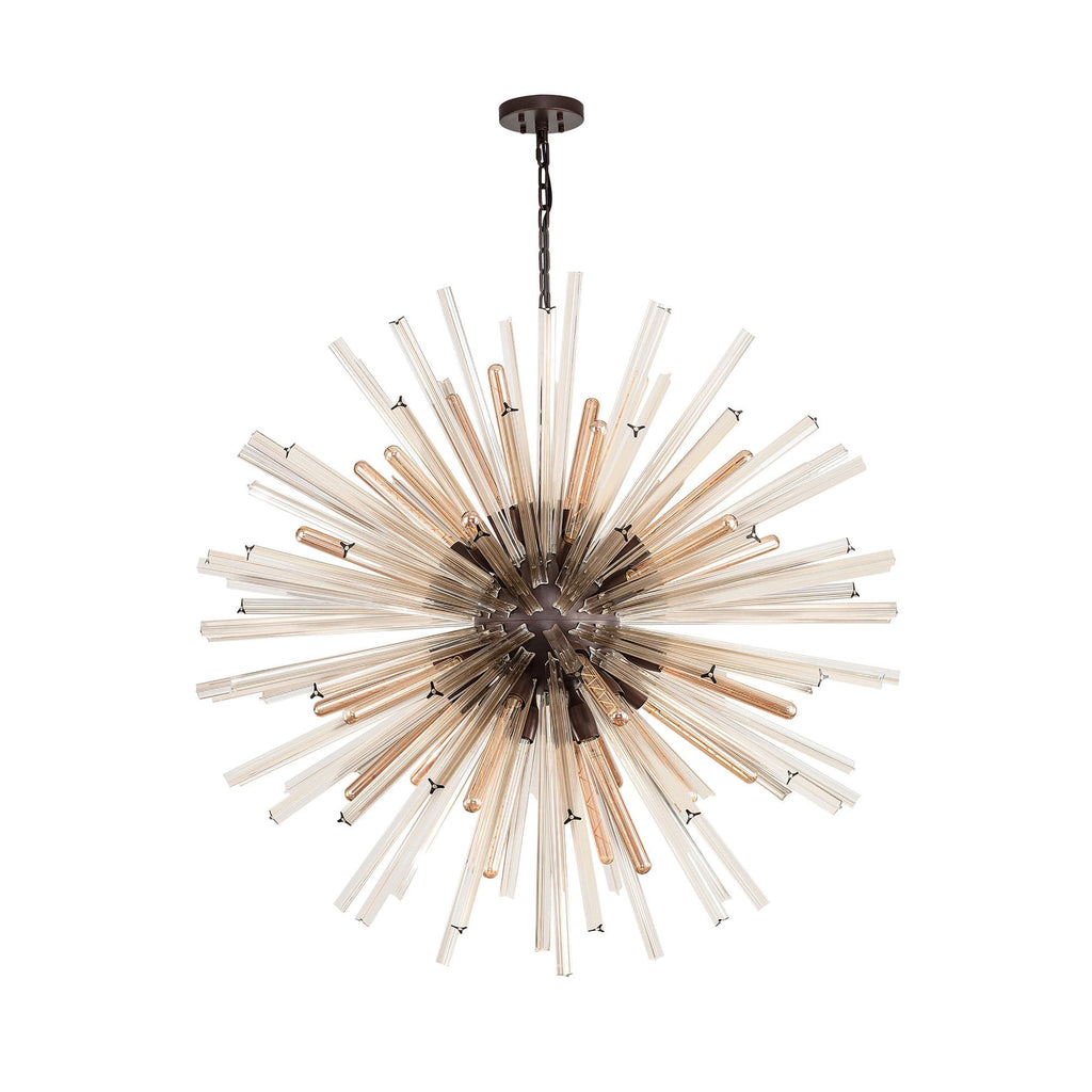 NL85269 Clover 32 Light Round Pendant Brown Oxide / Champagne Glass