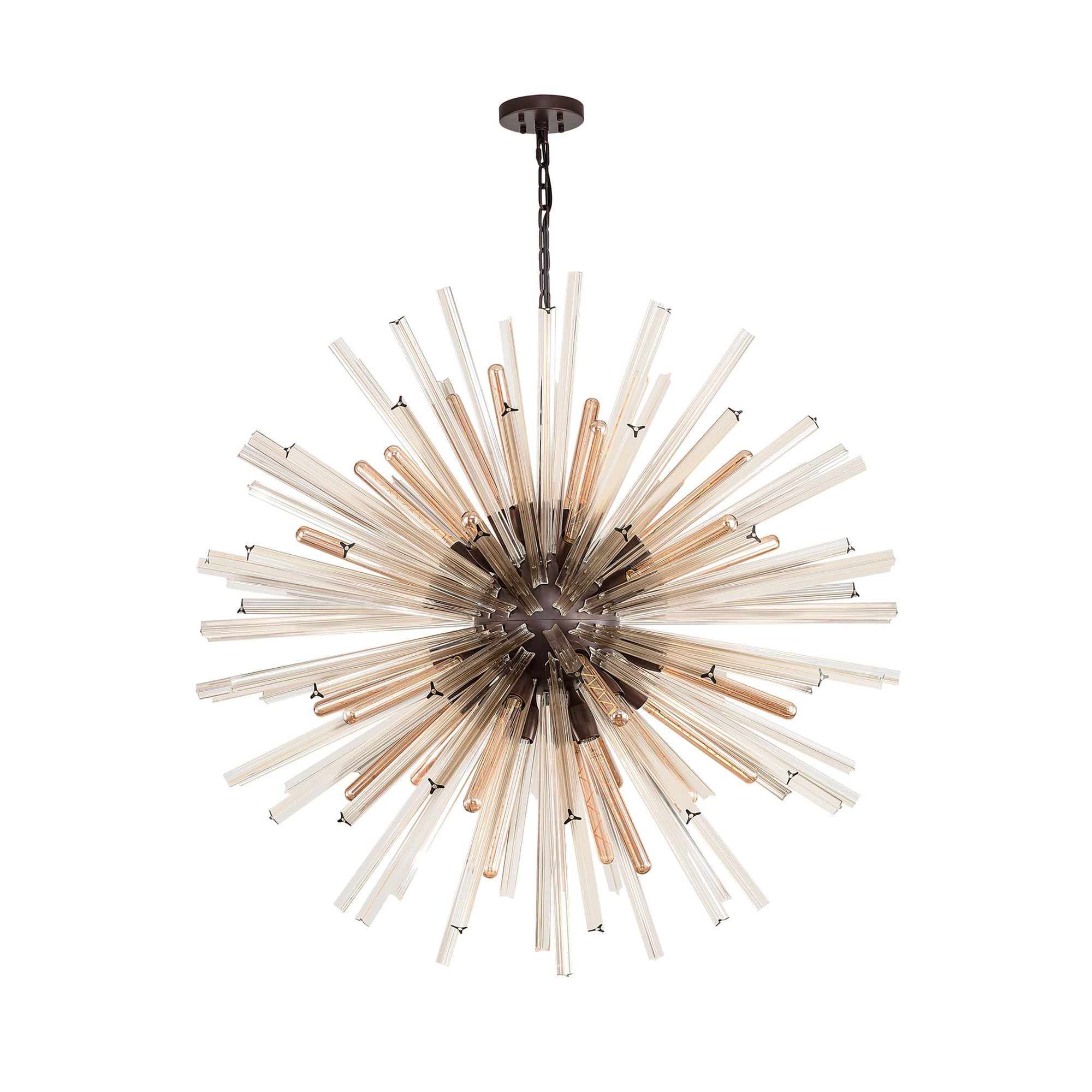 NL85269 Clover 32 Light Round Pendant Brown Oxide / Champagne Glass