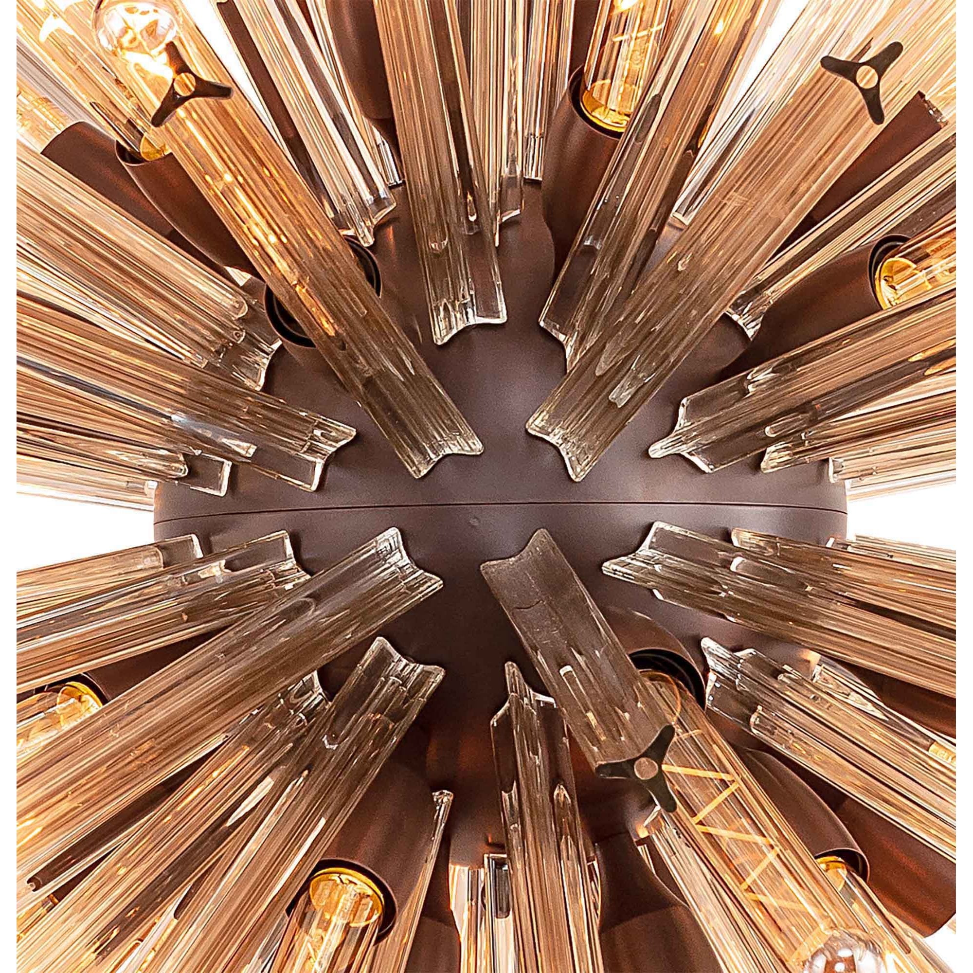 NL85269 Clover 32 Light Round Pendant Brown Oxide / Champagne Glass