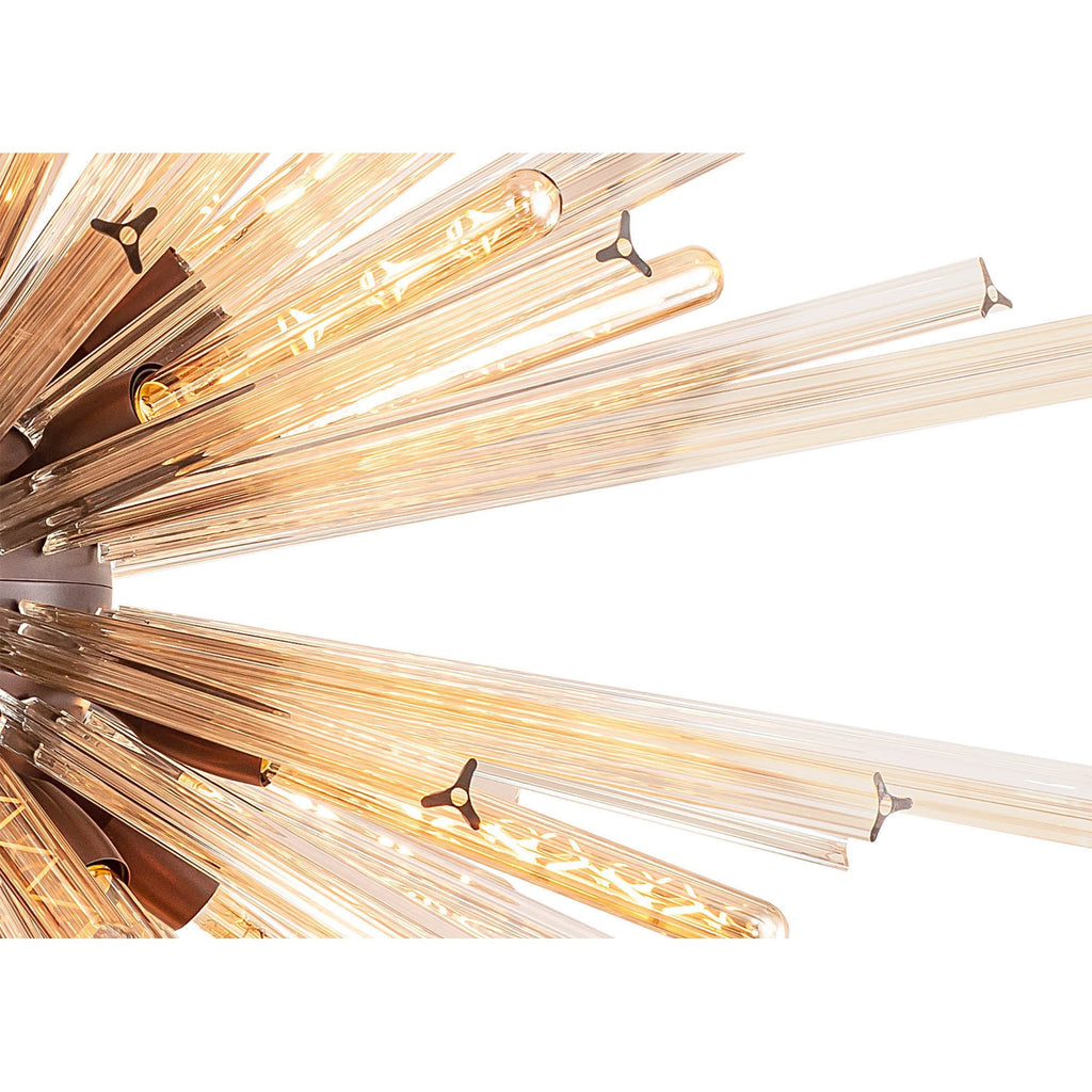 NL85269 Clover 32 Light Round Pendant Brown Oxide / Champagne Glass