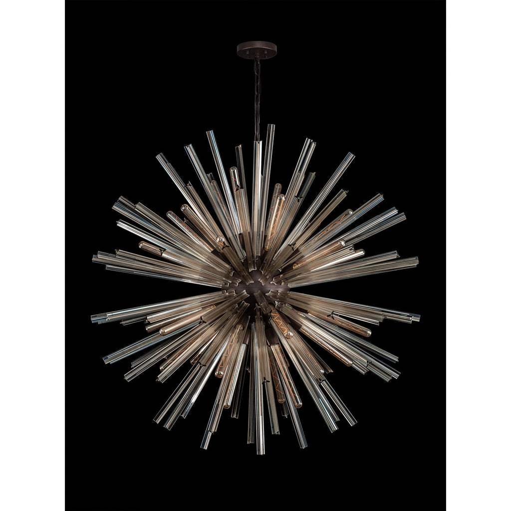 NL85269 Clover 32 Light Round Pendant Brown Oxide / Champagne Glass