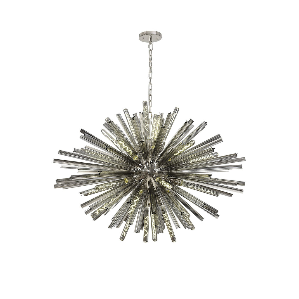 NL85289 Clover 32 Light Oval Pendant Polished Nickel / Smoke Glass