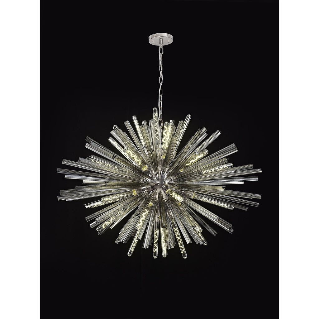NL85289 Clover 32 Light Oval Pendant Polished Nickel / Smoke Glass