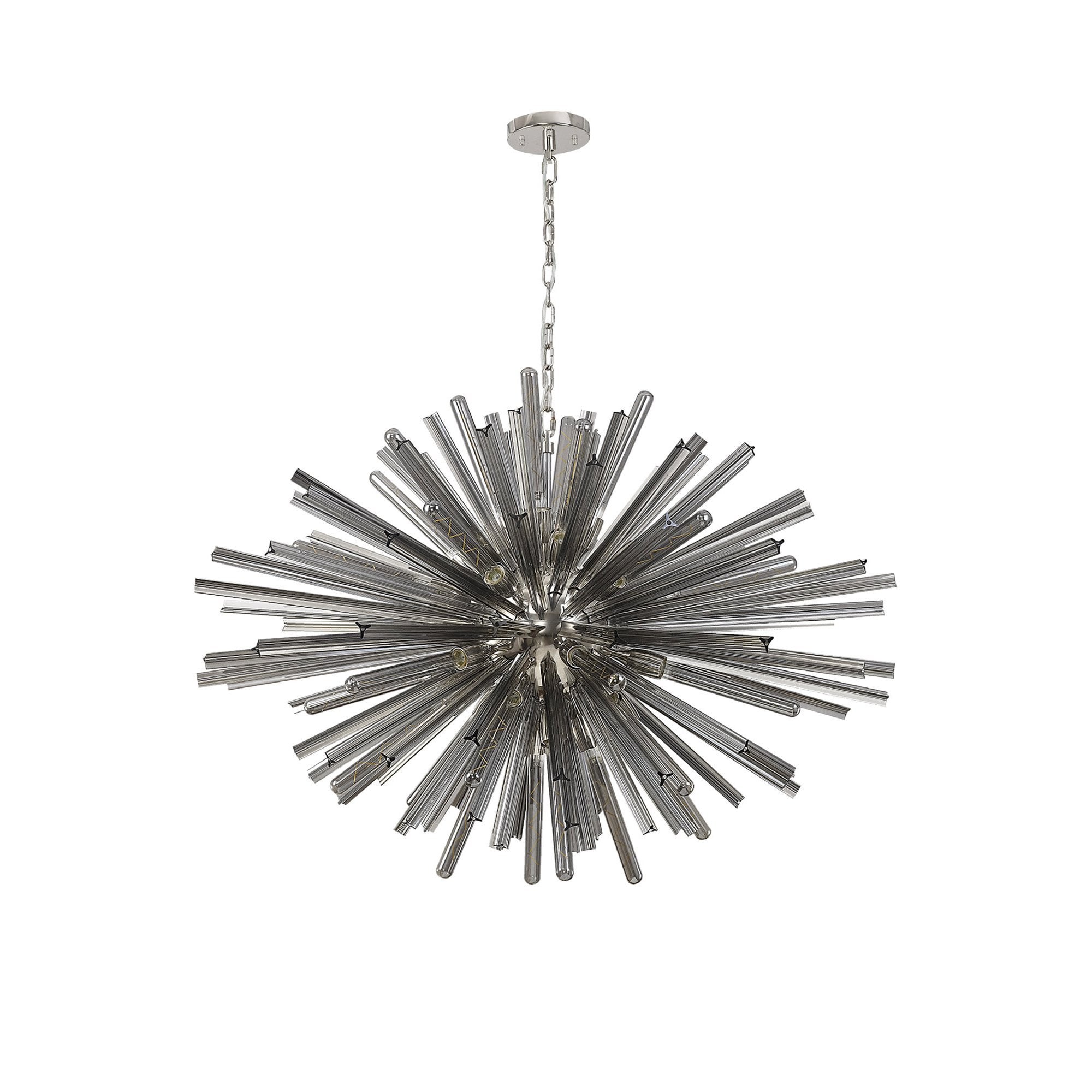 NL85289 Clover 32 Light Oval Pendant Polished Nickel / Smoke Glass