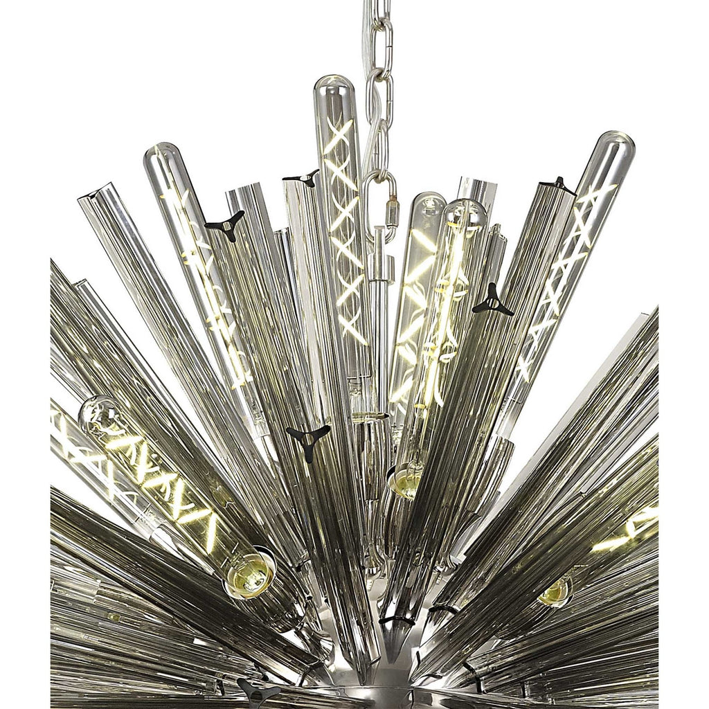 NL85289 Clover 32 Light Oval Pendant Polished Nickel / Smoke Glass