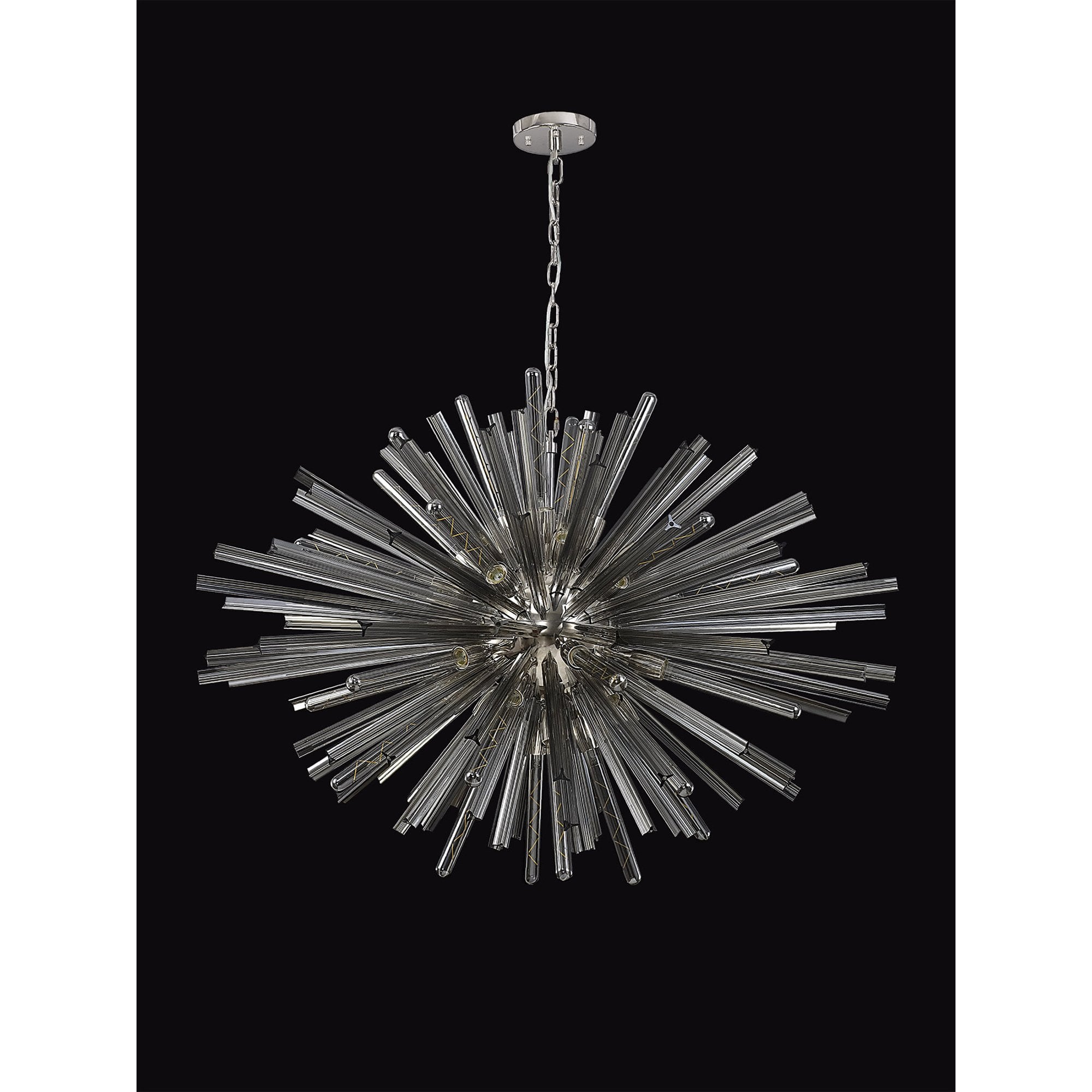 NL85289 Clover 32 Light Oval Pendant Polished Nickel / Smoke Glass