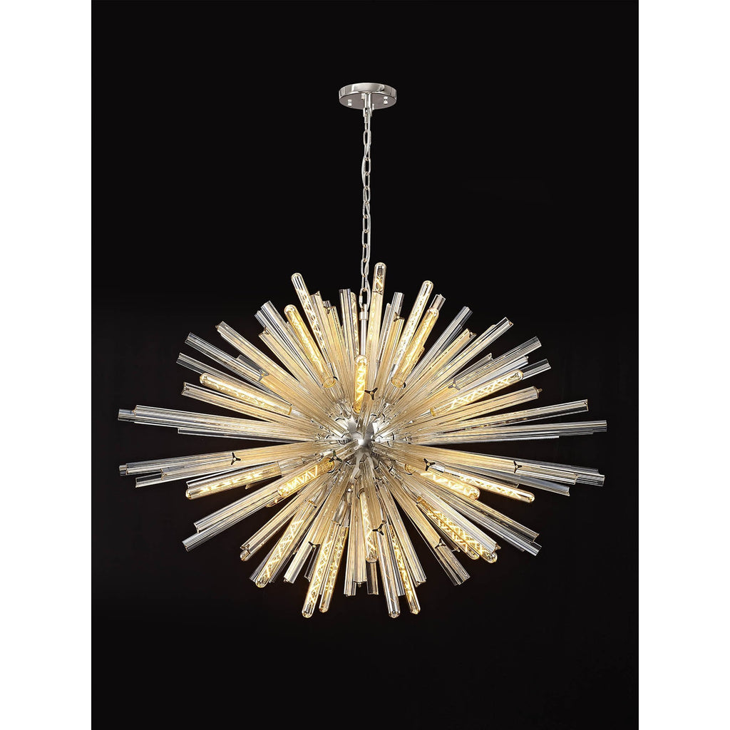 NL85299 Clover 32 Light Oval Pendant Polished Nickel / Champagne Glass