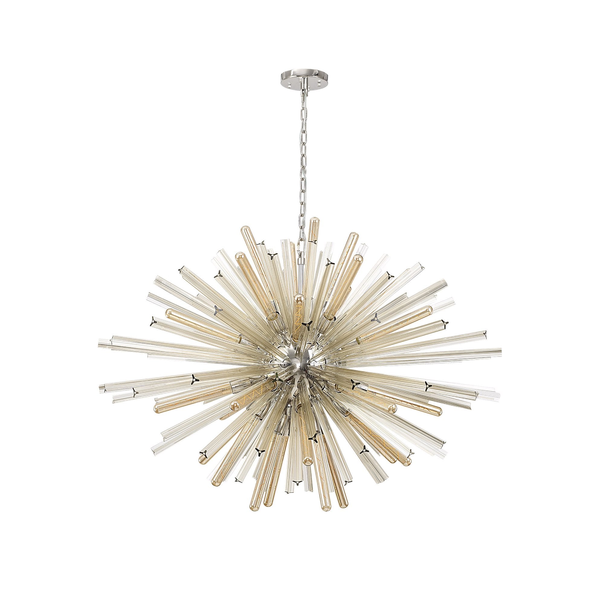 NL85299 Clover 32 Light Oval Pendant Polished Nickel / Champagne Glass