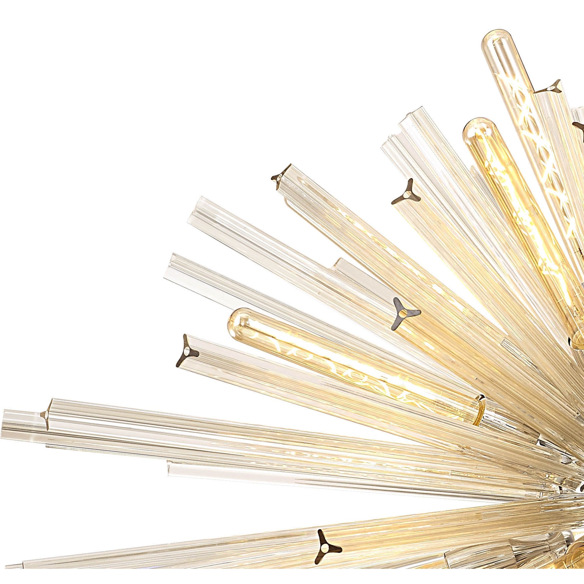 NL85299 Clover 32 Light Oval Pendant Polished Nickel / Champagne Glass