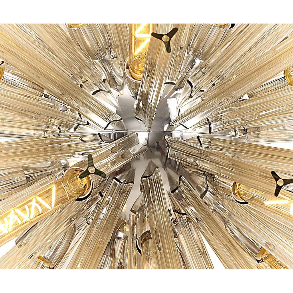 NL85299 Clover 32 Light Oval Pendant Polished Nickel / Champagne Glass