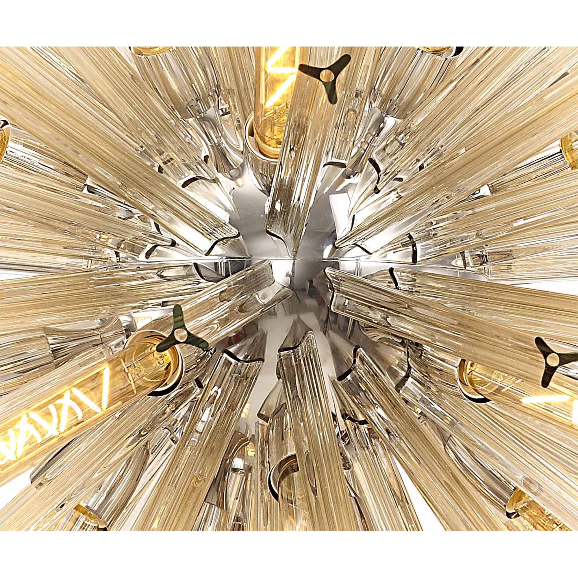 NL85299 Clover 32 Light Oval Pendant Polished Nickel / Champagne Glass