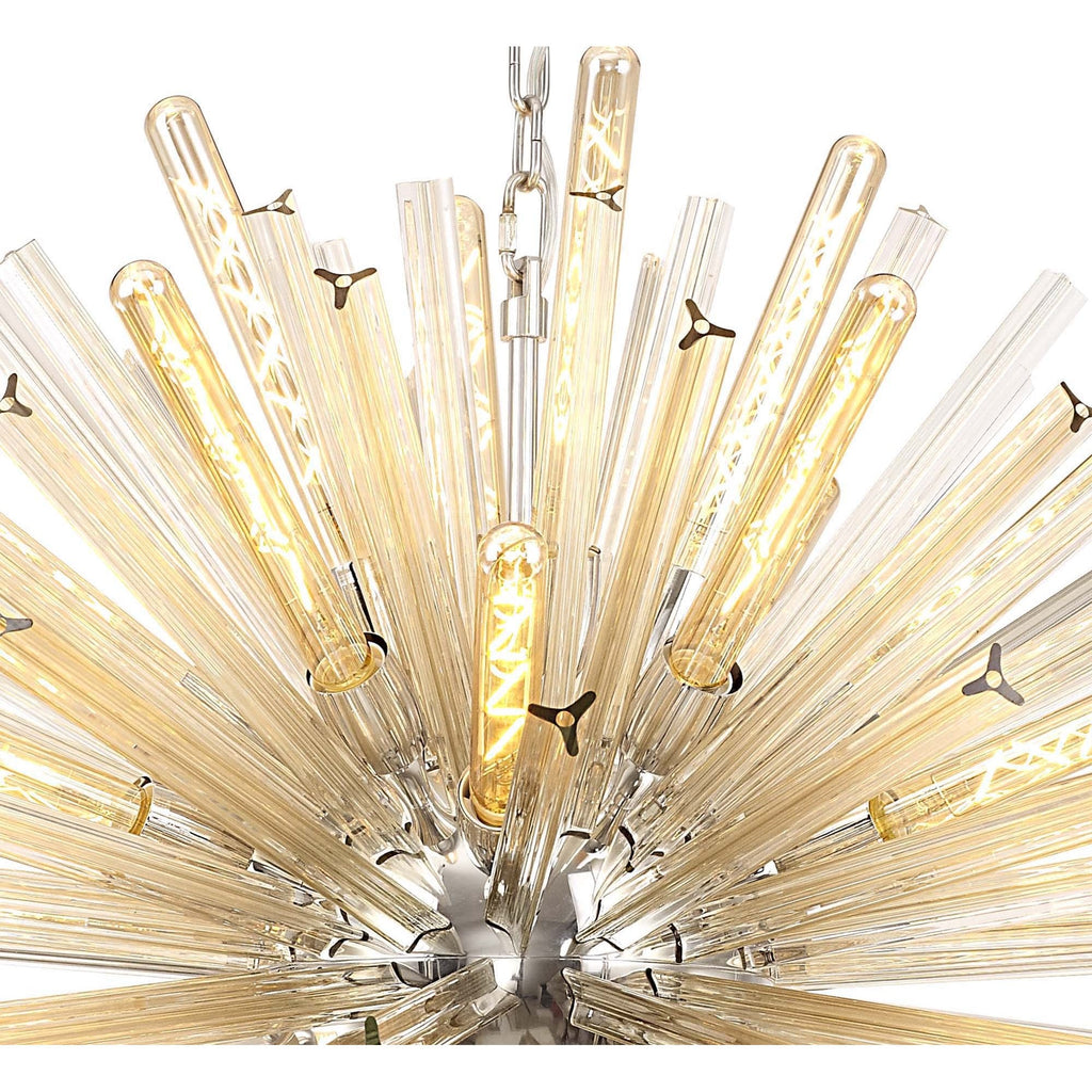 NL85299 Clover 32 Light Oval Pendant Polished Nickel / Champagne Glass