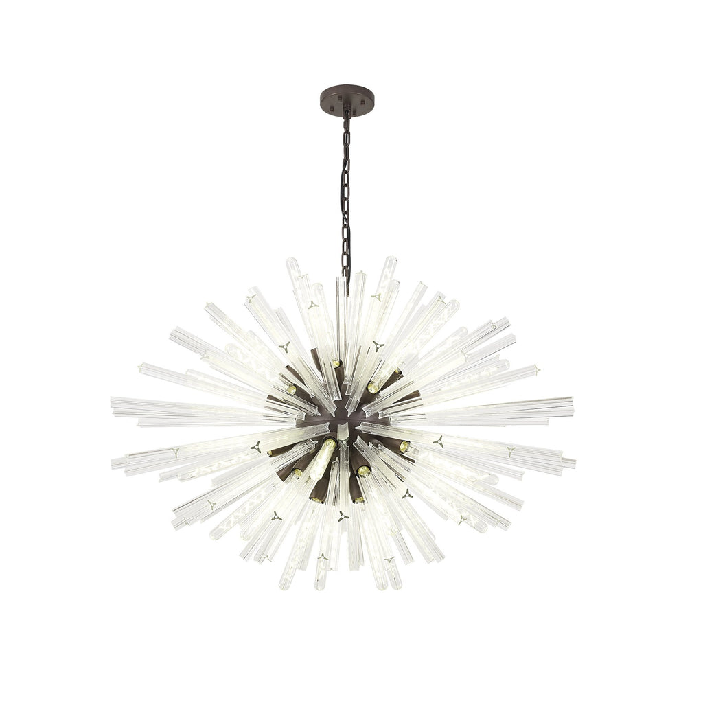 NL85309 Clover 32 Light Oval Pendant Brown Oxide / Clear Glass
