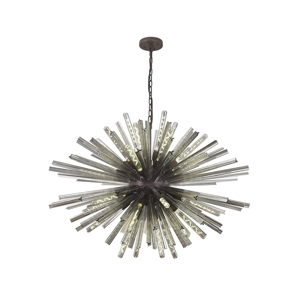 NL85319 Clover 32 Light Oval Pendant Brown Oxide / Smoke Glass