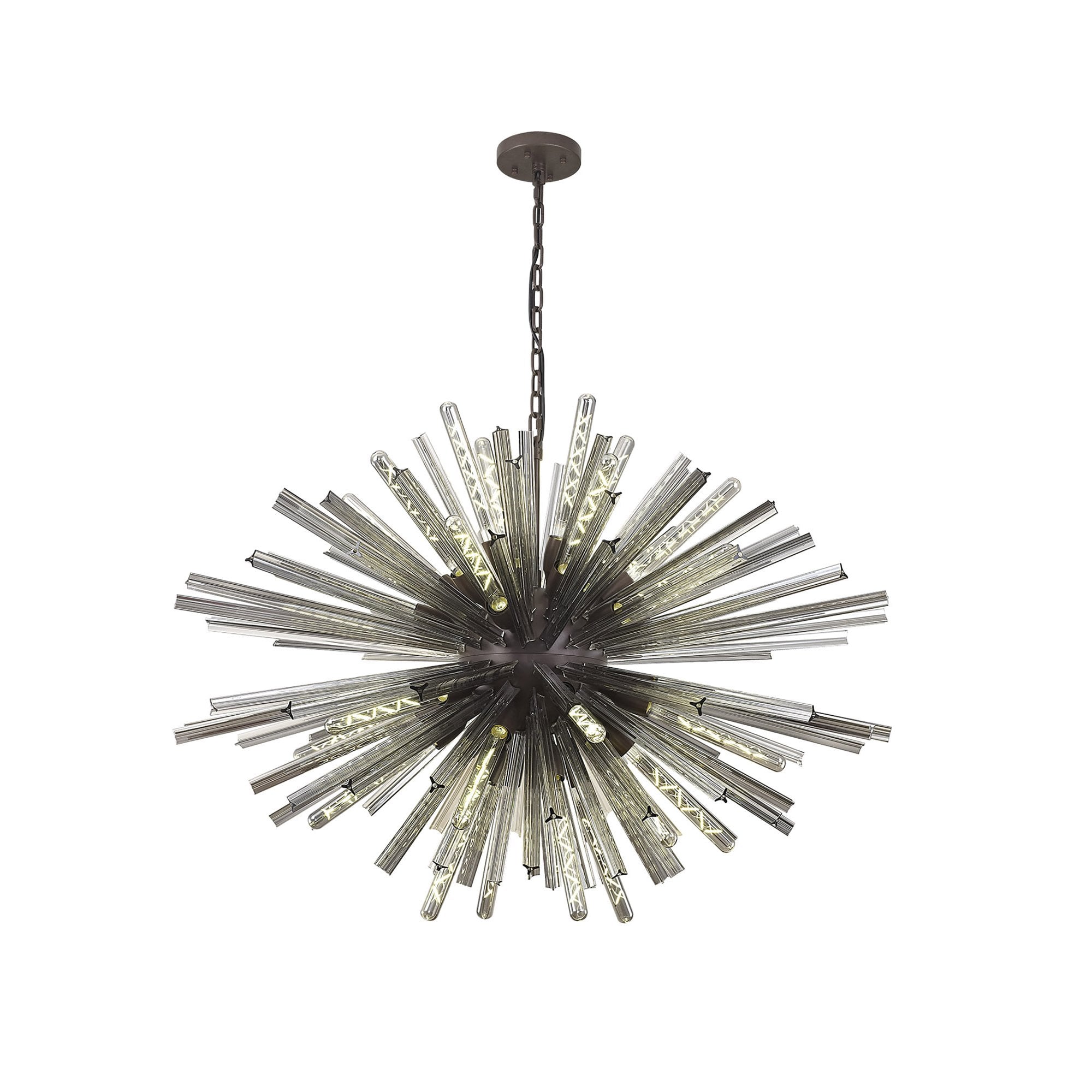 NL85319 Clover 32 Light Oval Pendant Brown Oxide / Smoke Glass