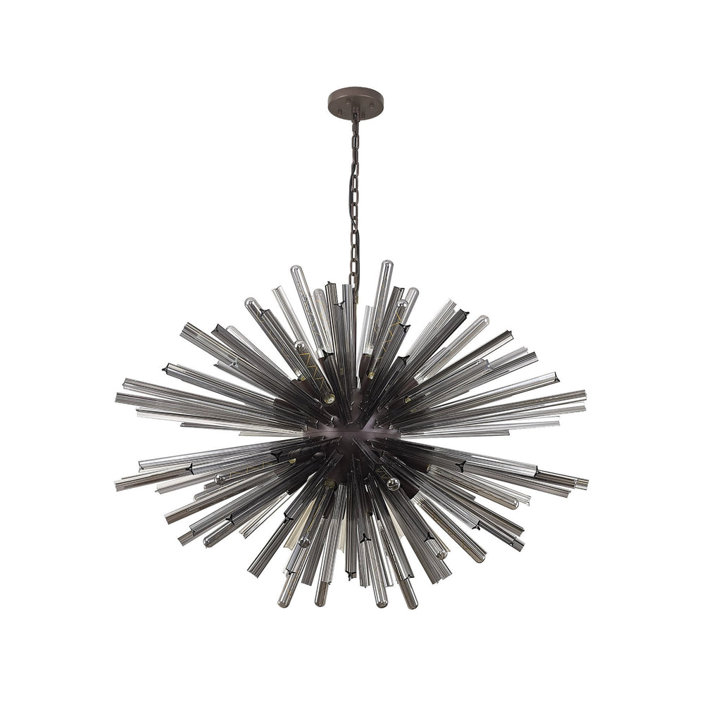 NL85319 Clover 32 Light Oval Pendant Brown Oxide / Smoke Glass