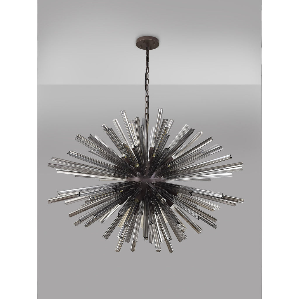 NL85319 Clover 32 Light Oval Pendant Brown Oxide / Smoke Glass